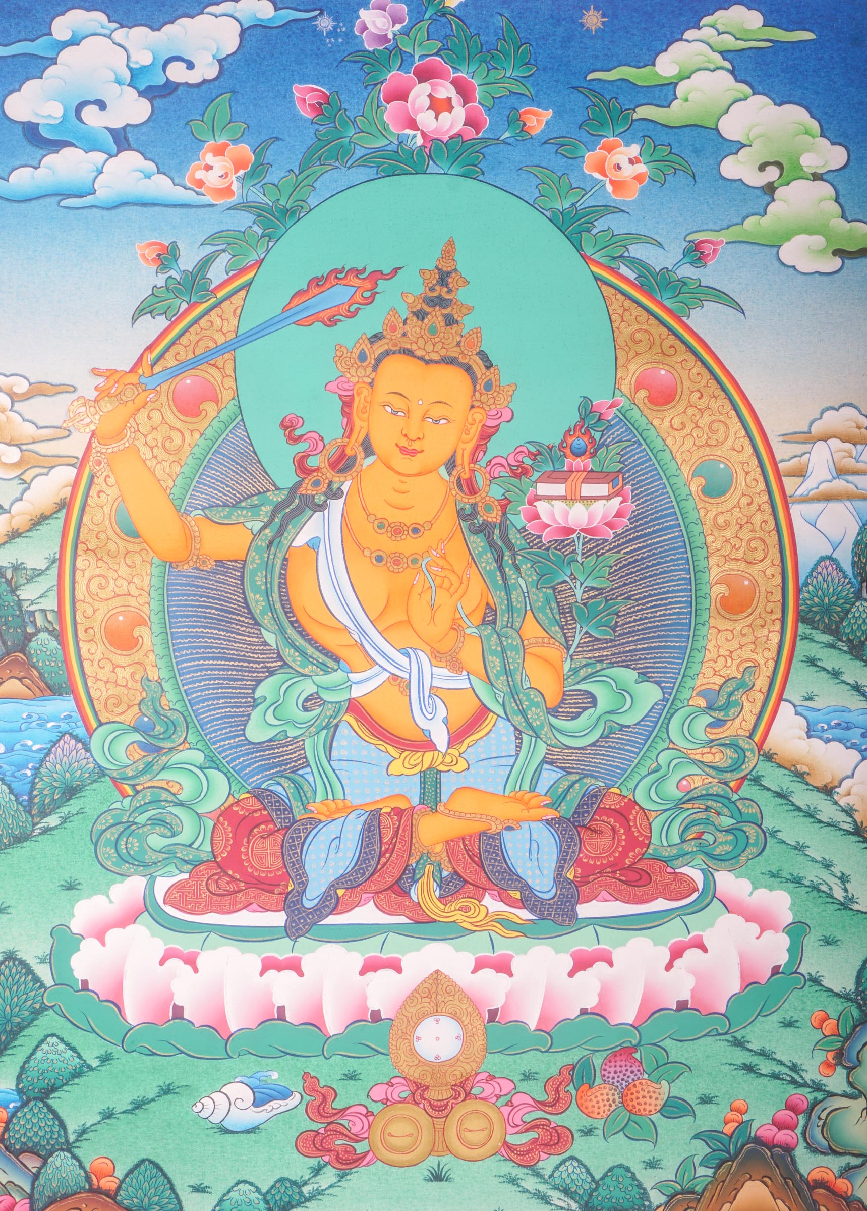 Thangka Artwork of Manjushri - Premium Thangka Store