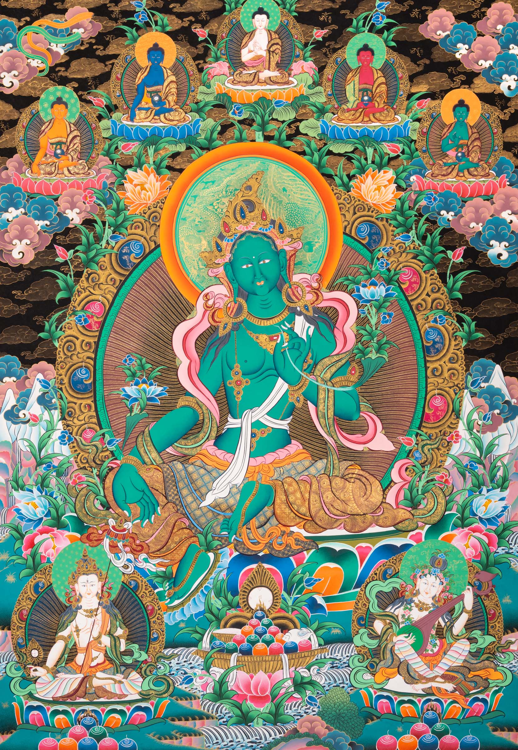Green Tara Thangka - a hand-painted sacred artwork