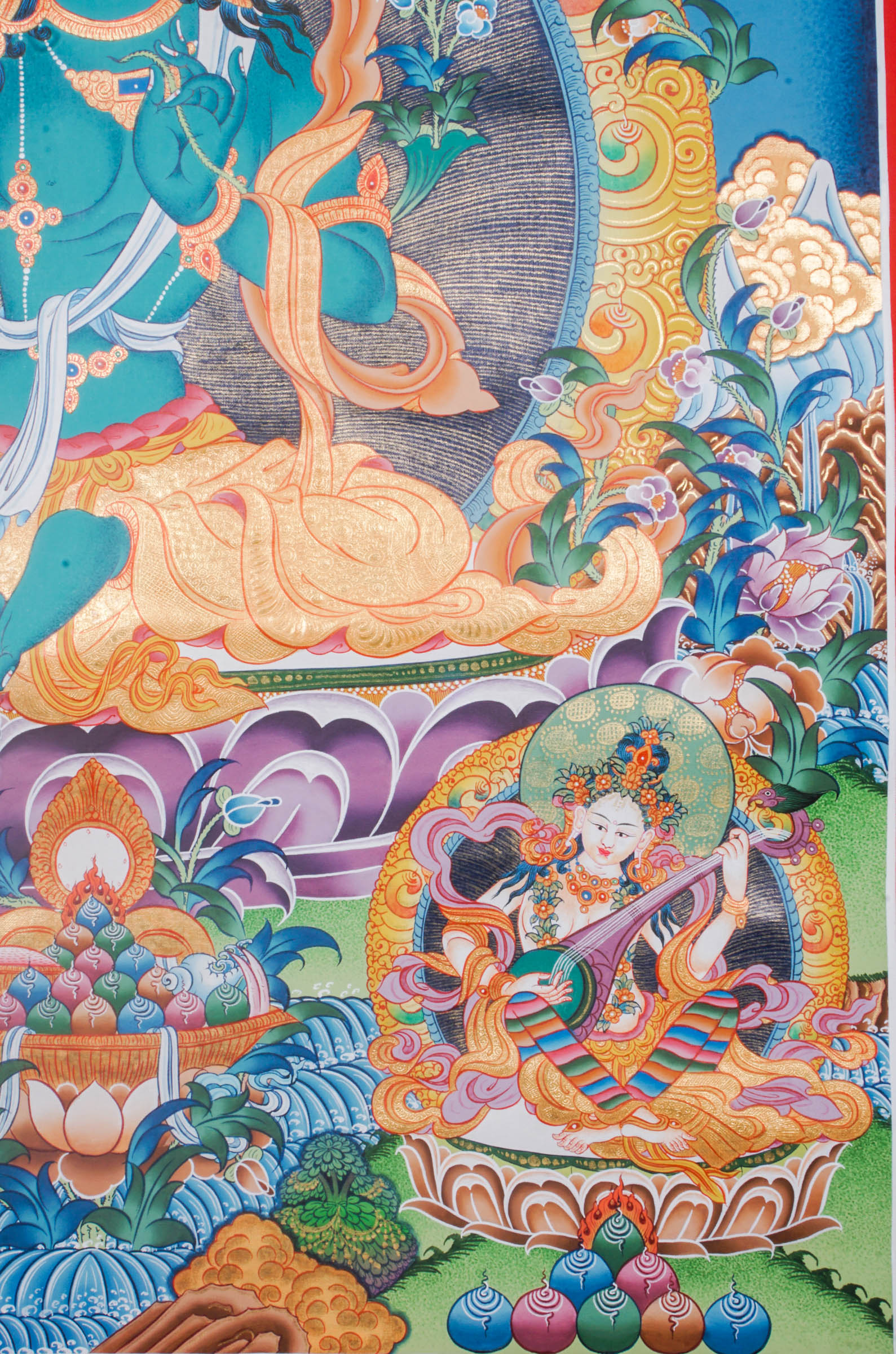 Genuine Green Tara Thangka, hand-painted with natural mineral pigments, beautifully depicts the compassionate Tibetan Buddhist deity known for swift protection and overcoming obstacles. This authentic artwork serves as a powerful meditation aid and sacred decoration, inviting spiritual growth, peace, and blessings into your home or sacred space.