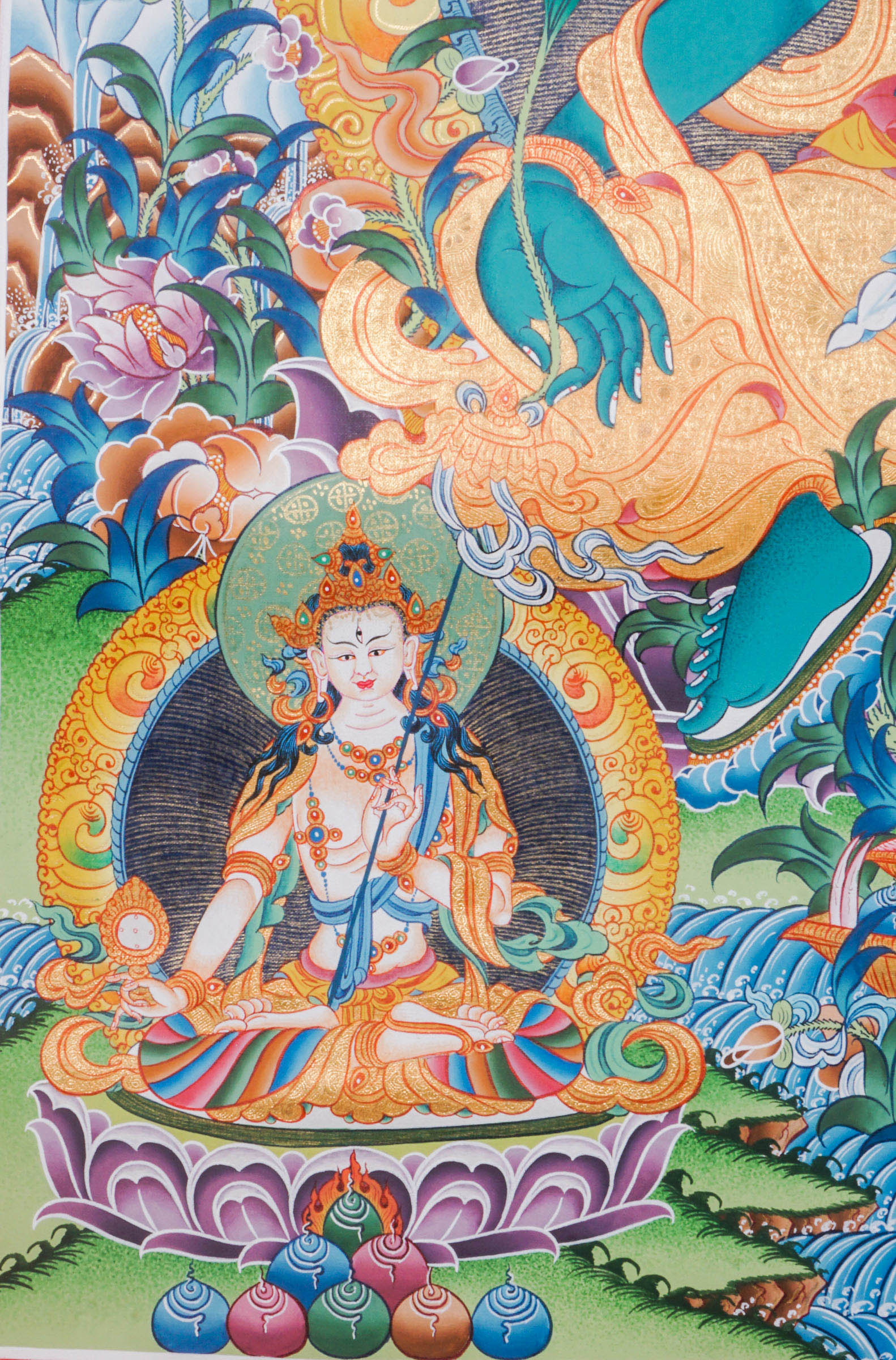 Genuine Green Tara Thangka, hand-painted with natural mineral pigments, beautifully depicts the compassionate Tibetan Buddhist deity known for swift protection and overcoming obstacles. This authentic artwork serves as a powerful meditation aid and sacred decoration, inviting spiritual growth, peace, and blessings into your home or sacred space.