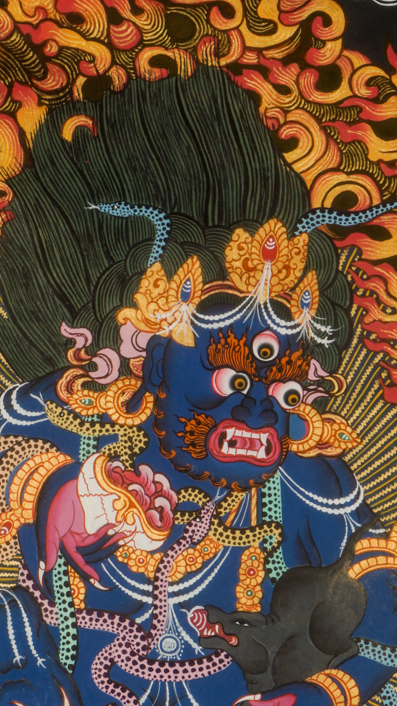 Black Zambala Thangka is a genuine Tibetan Buddhist artwork known for attracting wealth and removing obstacles. This traditional thangka symbolizes protection, prosperity, and spiritual strength. Ideal for meditation or sacred space. 
