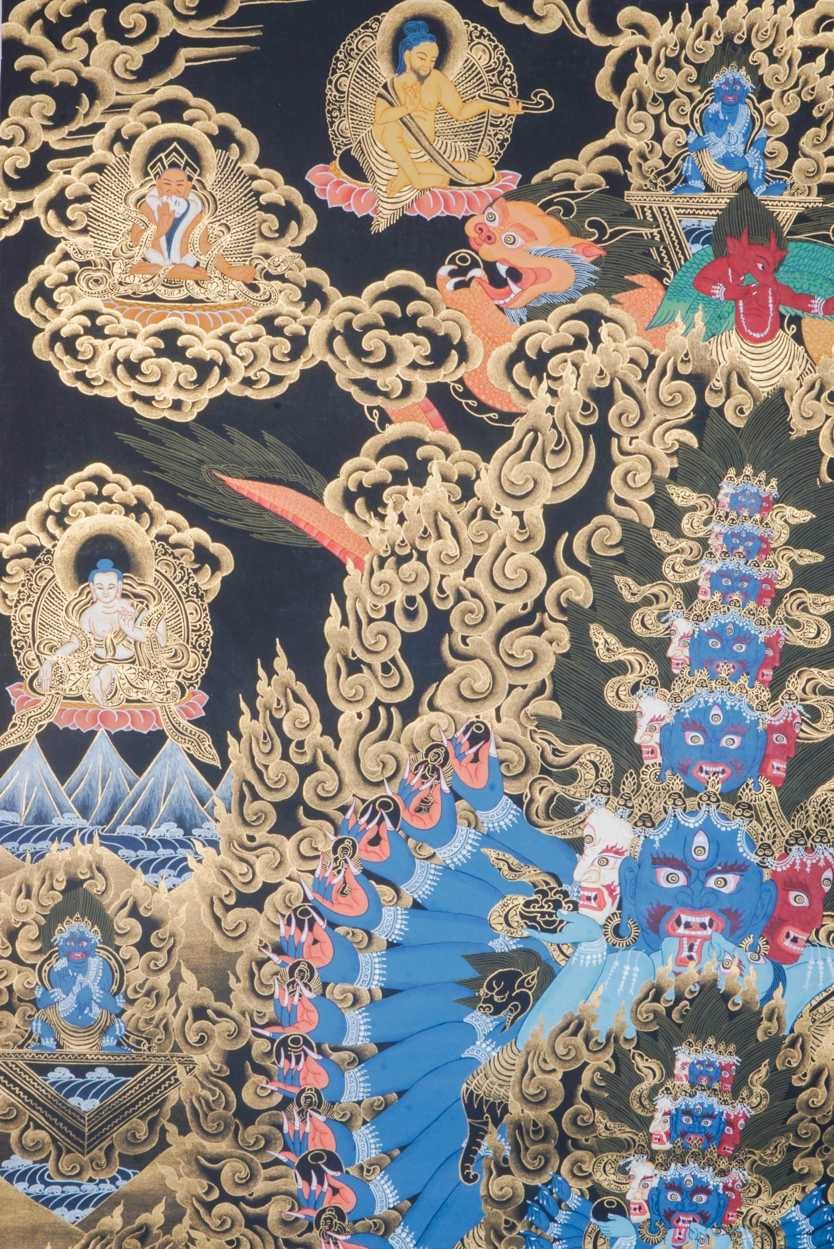 This genuine Heruka Thangka, hand-painted with natural mineral pigments, captures the wrathful deity’s fierce compassion and transformative power. A sacred tool for spiritual practice, it offers protection, removes obstacles, and inspires the journey toward enlightenment.