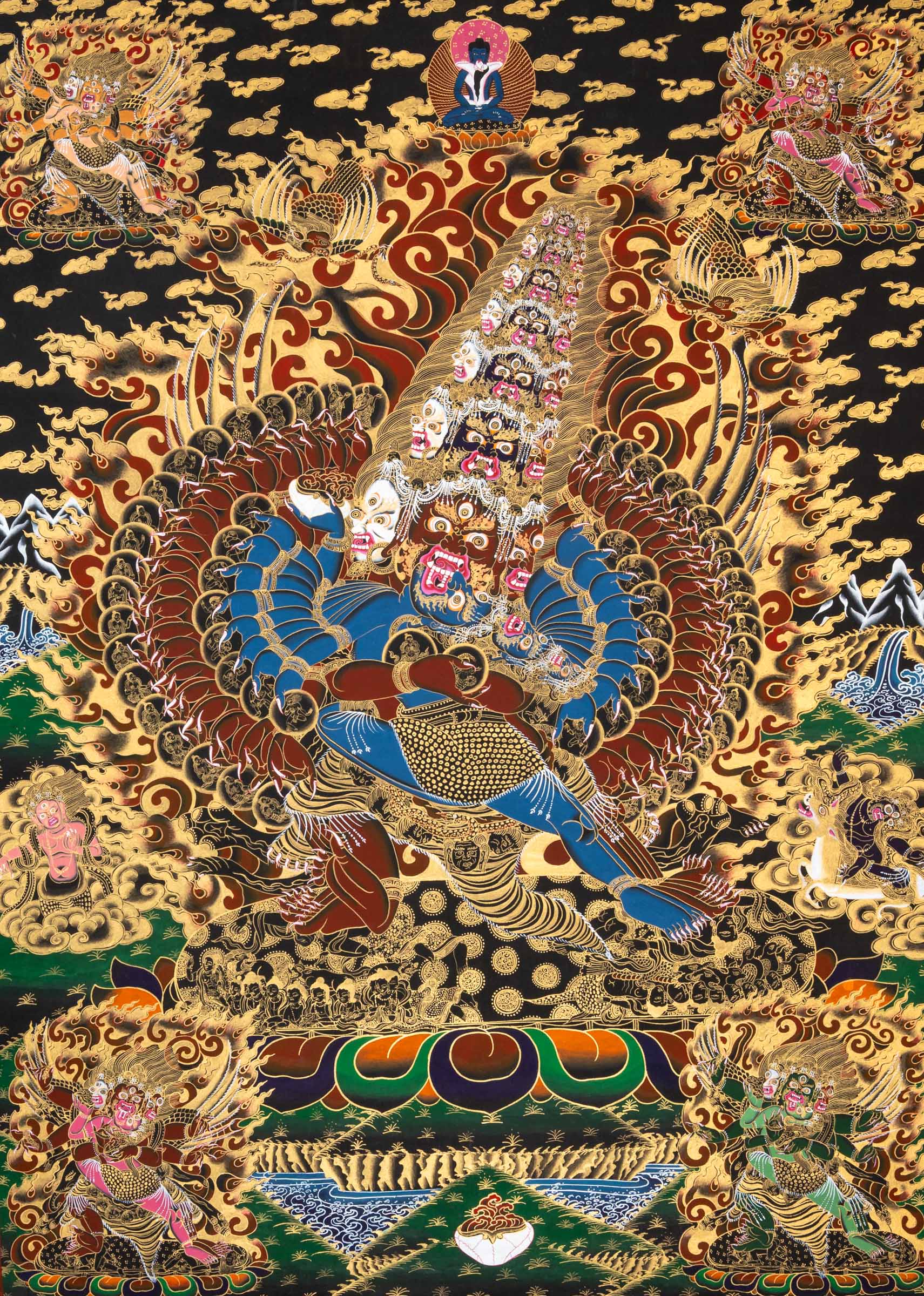 Heruka Thangka - a powerful, hand-painted sacred artwork . Spiritual tool, ideal for tantric practitioners, meditators, or collectors of sacred Himalayan art.