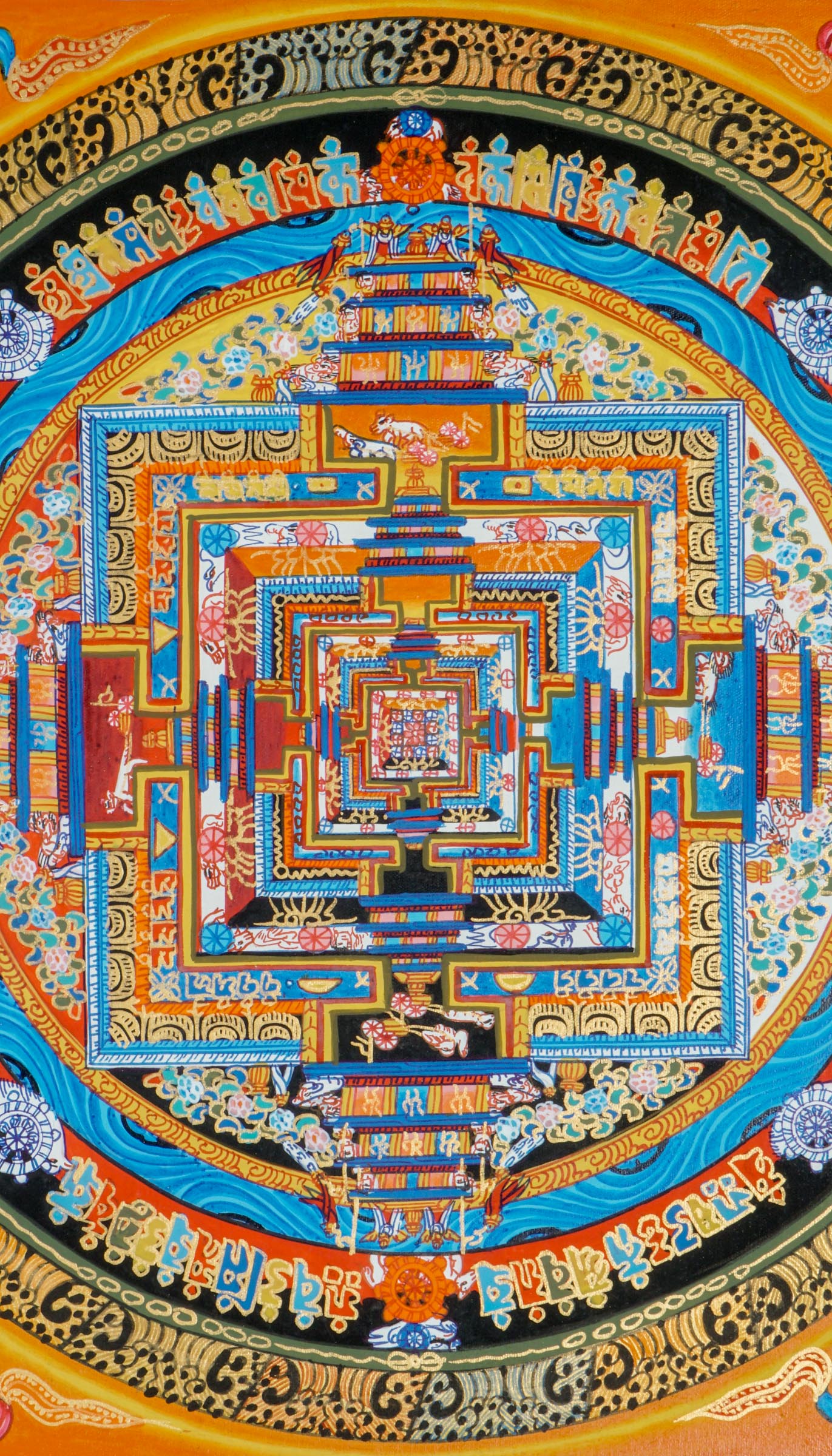 Kalachakra Mandala Thangka is a powerful Tibetan Buddhist painting symbolizing the Wheel of Time and the path to enlightenment. Ideal for meditation, it enhances focus, invites harmony, and supports spiritual growth. 