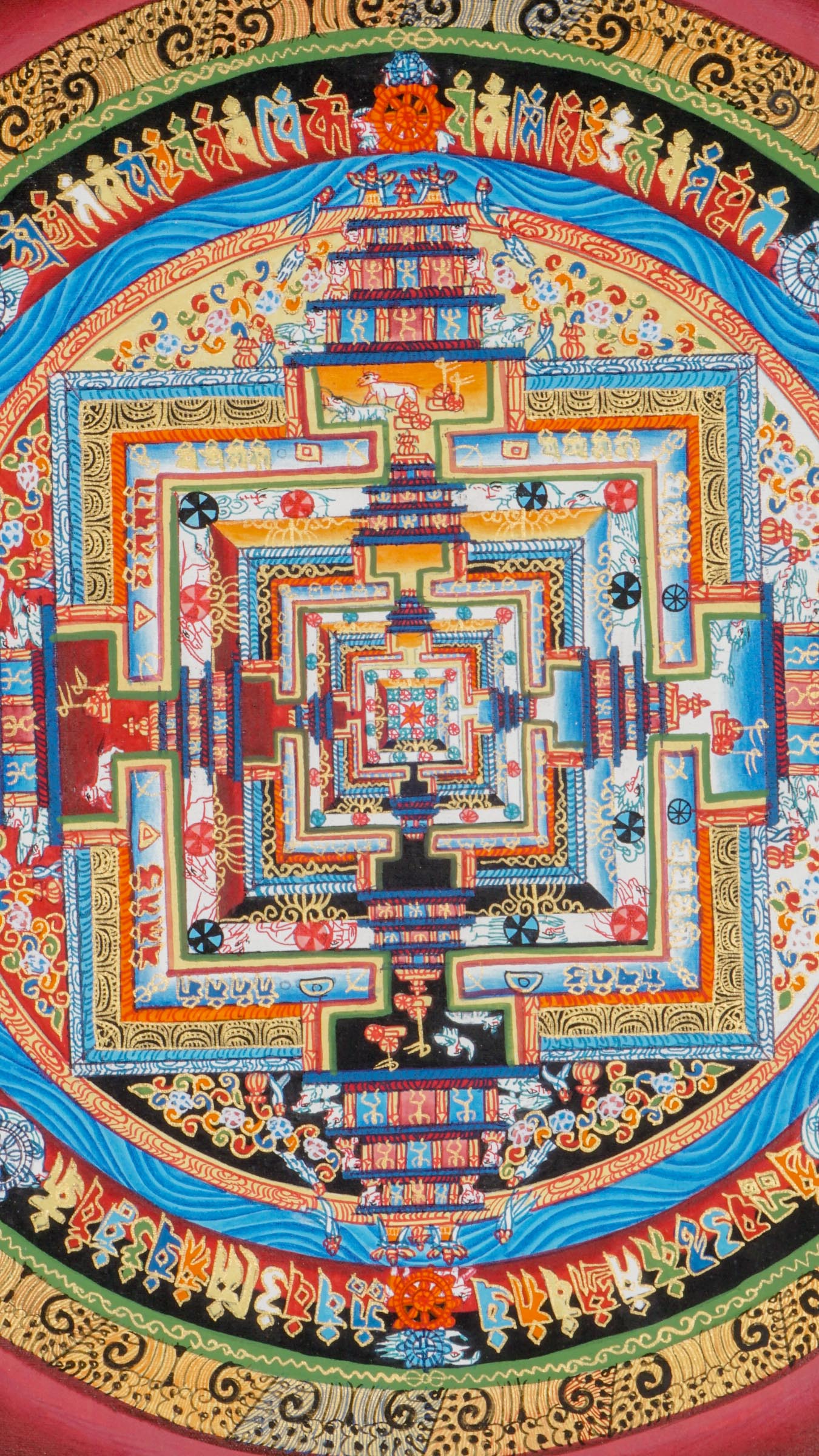 Kalachakra Mandala Thangka is a sacred Tibetan Buddhist painting symbolizing the Wheel of Time, handcrafted with natural pigments to support deep meditation, harmony, and spiritual growth. Its intricate geometric patterns and cosmic symbolism make it a powerful tool for mindfulness and an inspiring centerpiece for any spiritual space.