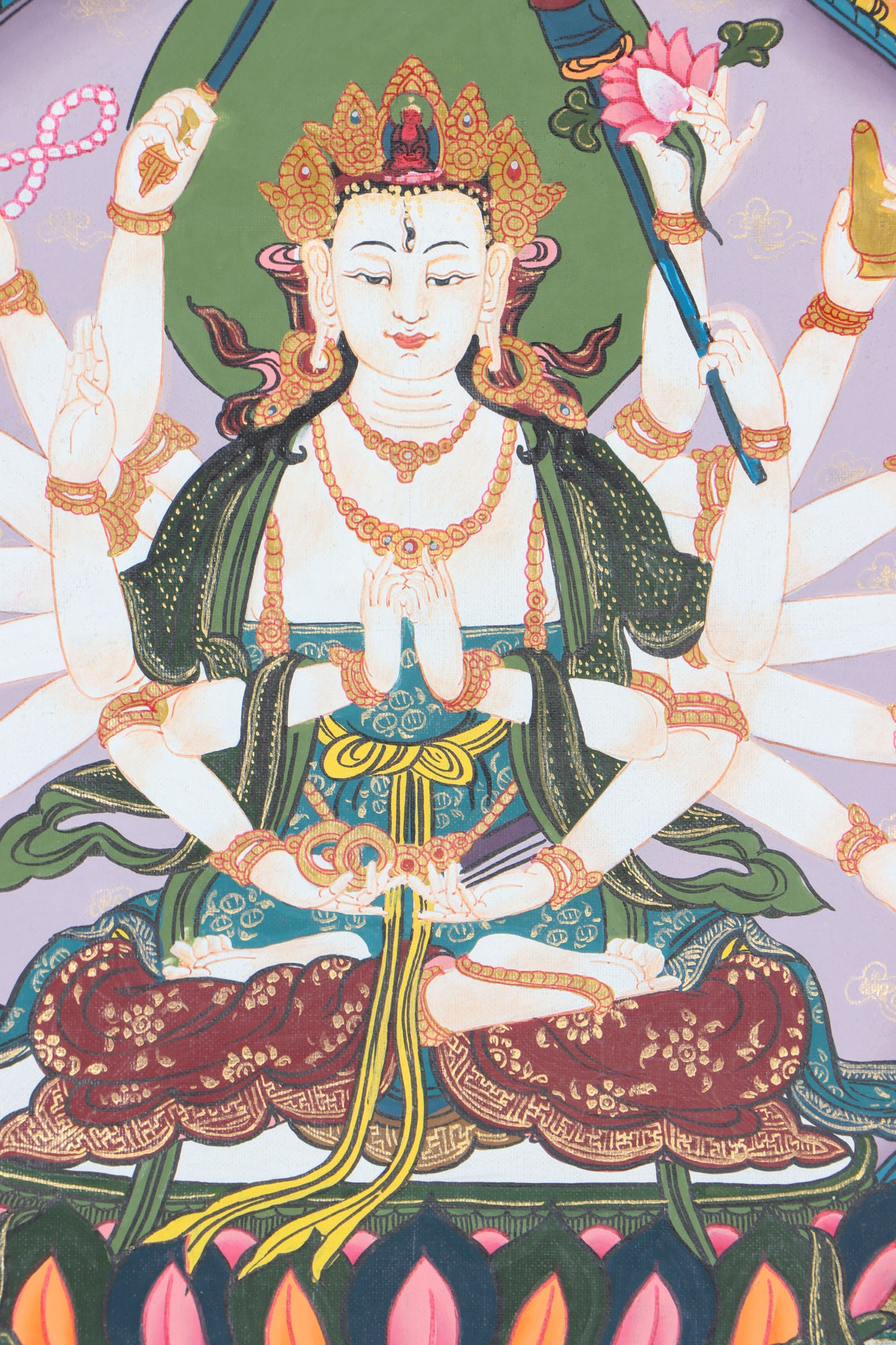 Tibetan Thangka Painting of Chundi for the purification of defilements and the cultivation of virtues