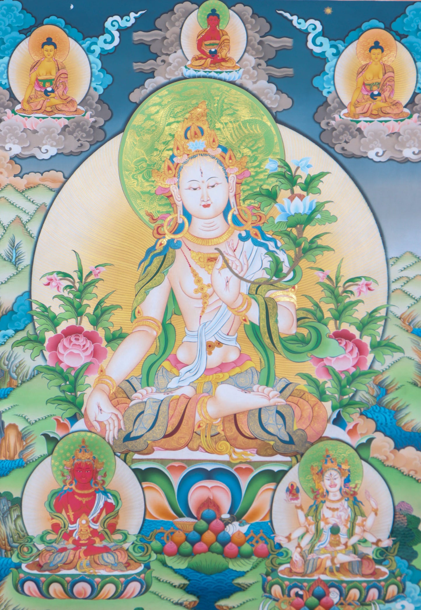 White Tara Thanka Painting