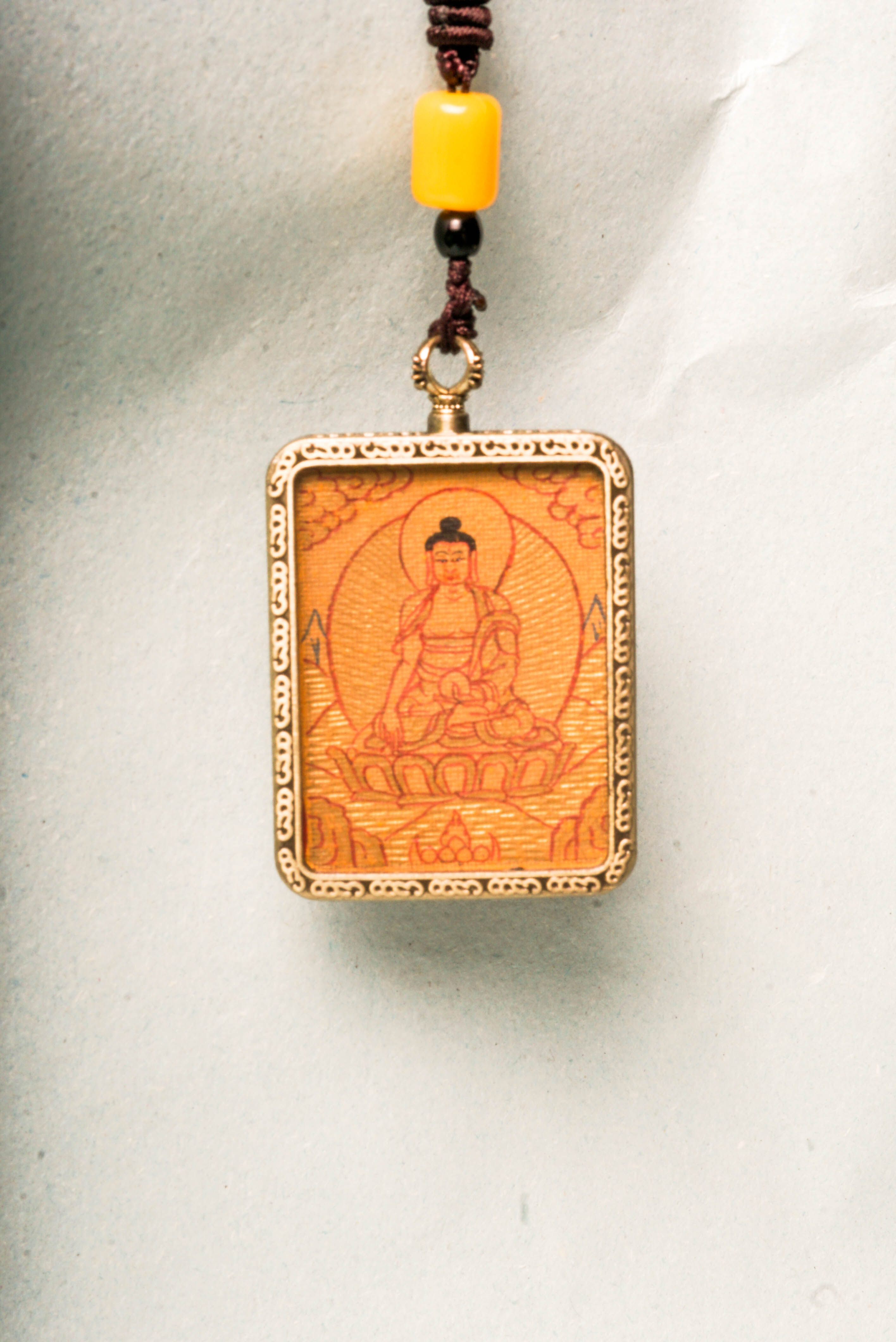 Gold Shakyamuni Buddha Thangka - Locket