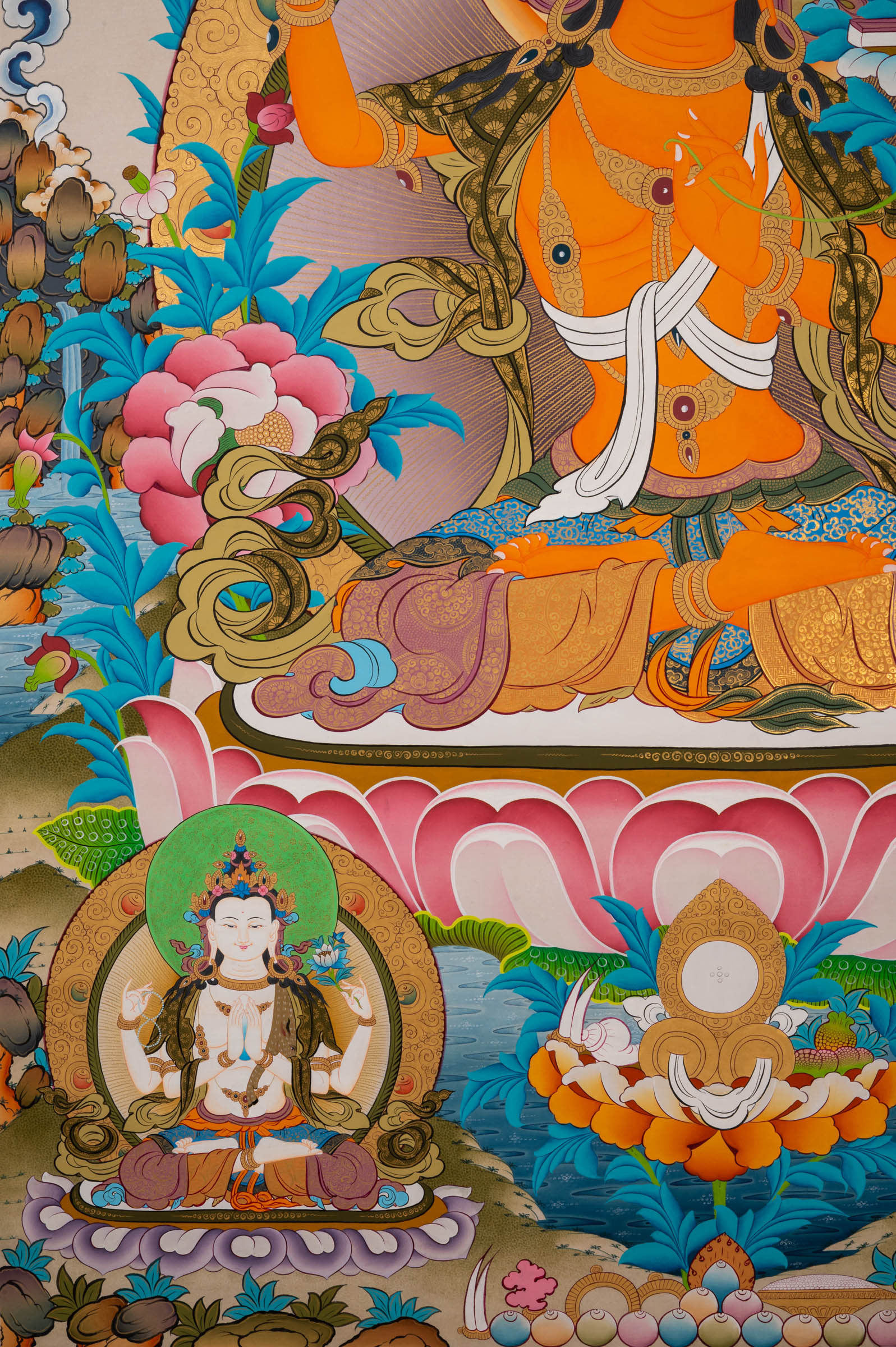 The Manjushree Thangka - a sacred hand-painted Buddhist artwork 