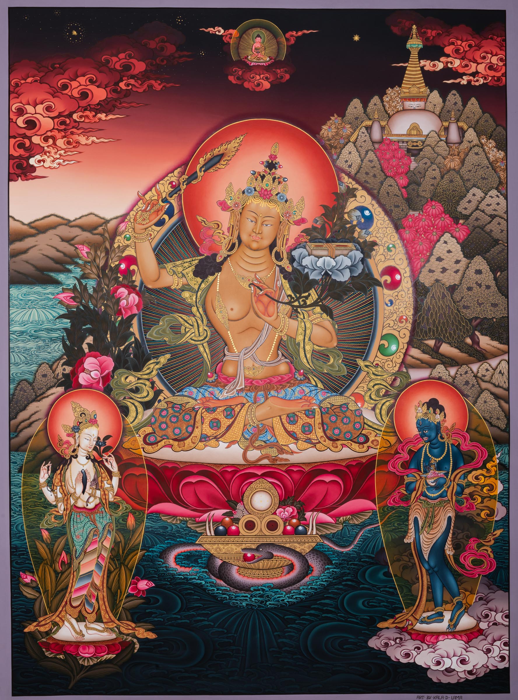 Exclusive Manjushri a sacred hand painting.