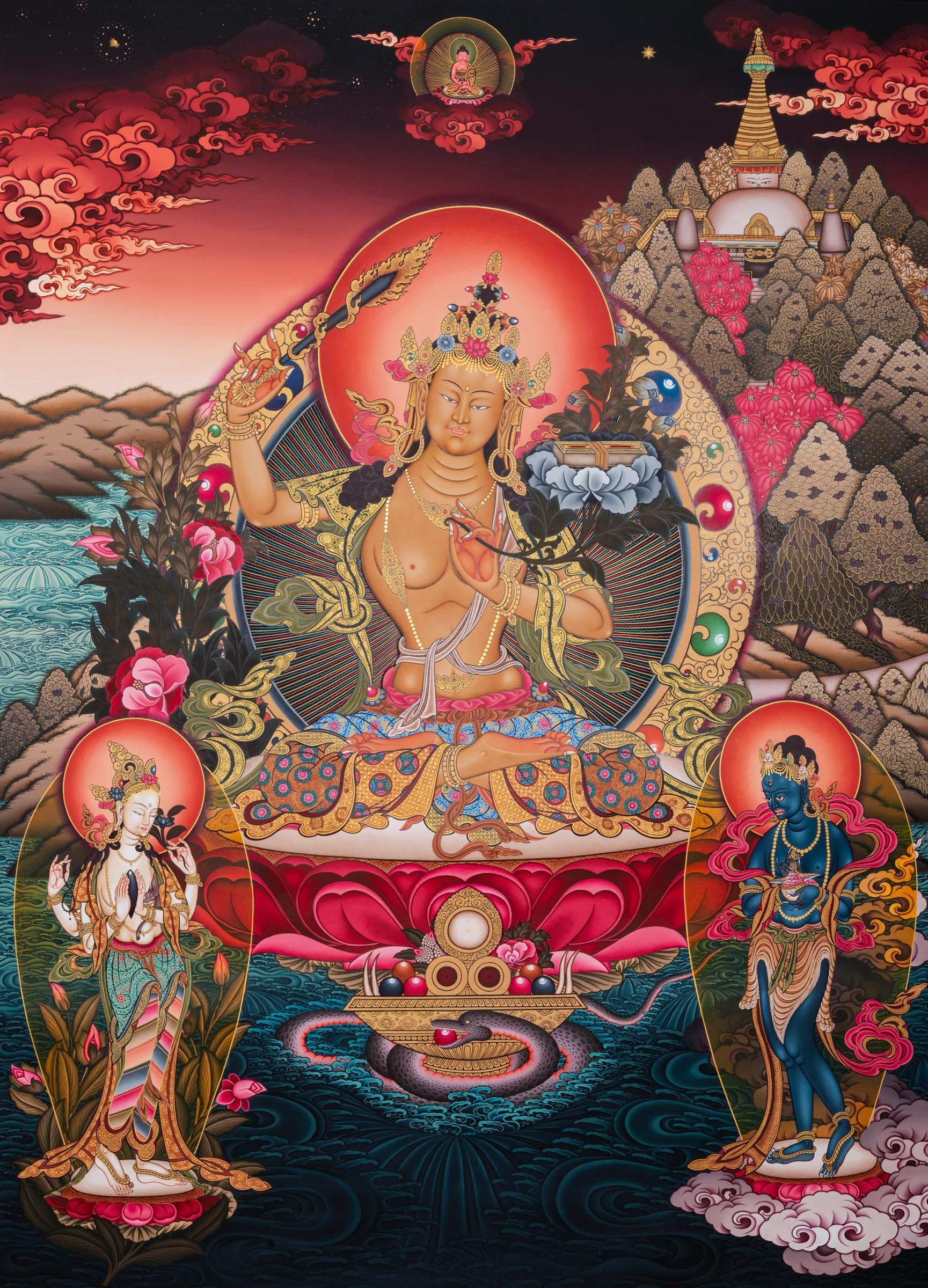 Manjushri- a sacred hand painting.