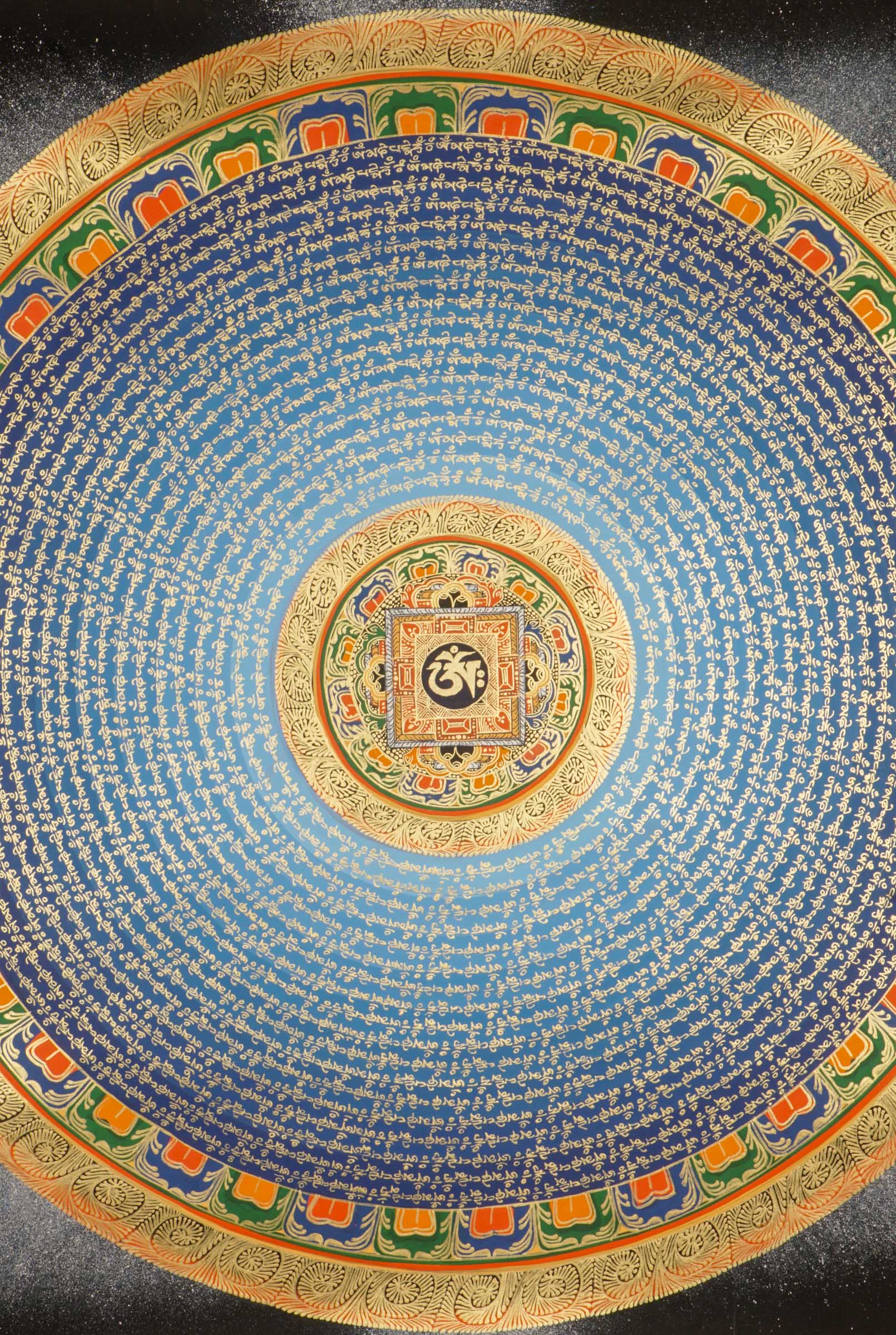 The Mantra Mandala Thangka is a traditional Tibetan thangka featuring sacred geometry and powerful mantras like “Om Mani Padme Hum,” symbolizing spiritual harmony, balance, and Buddhist meditation. Hand-painted by skilled artisans, this Buddhist mandala enhances mindfulness, supports spiritual growth, and serves as meaningful decor for homes, offices, or meditation spaces.