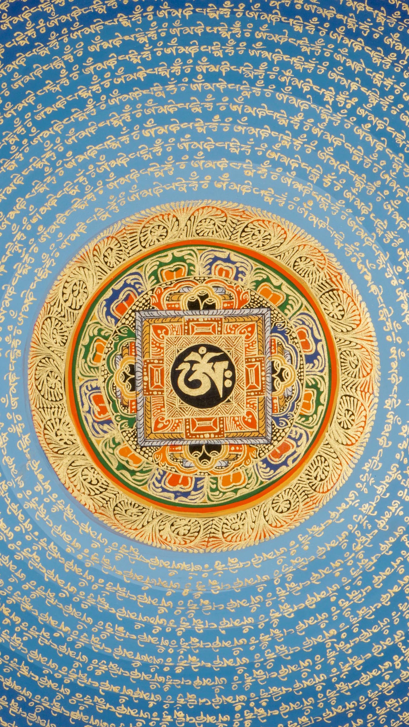 The Mantra Mandala Thangka is a traditional Tibetan thangka featuring sacred geometry and powerful mantras like “Om Mani Padme Hum,” symbolizing spiritual harmony, balance, and Buddhist meditation. Hand-painted by skilled artisans, this Buddhist mandala enhances mindfulness, supports spiritual growth, and serves as meaningful decor for homes, offices, or meditation spaces.