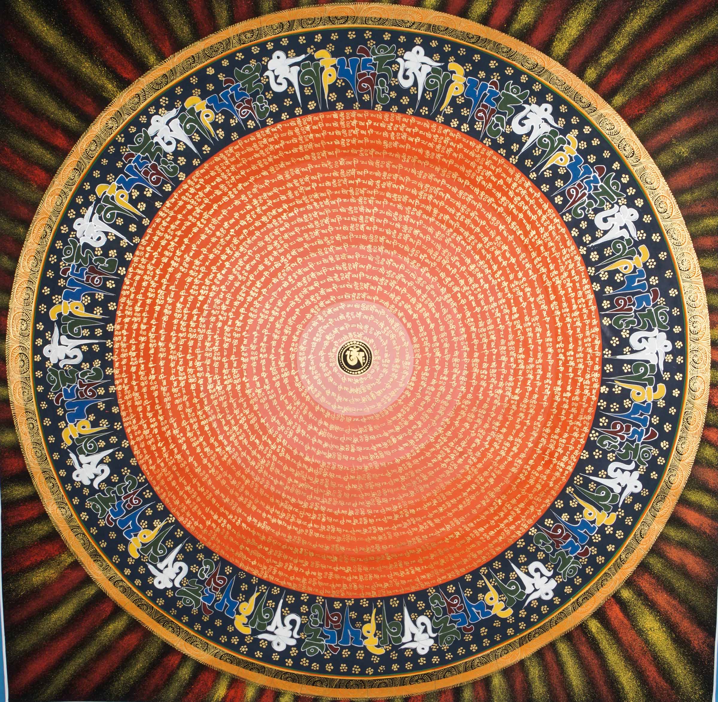 our genuine Tibetan Mantra Mandala Thangka, a sacred fusion of Buddhist art, geometry, and powerful mantras like Om Mani Padme Hum designed to enhance meditation and promote inner peace. Hand-painted by skilled artisans, this authentic Thangka supports mindfulness, stress relief, and spiritual growth in any home, altar, or meditation space.
