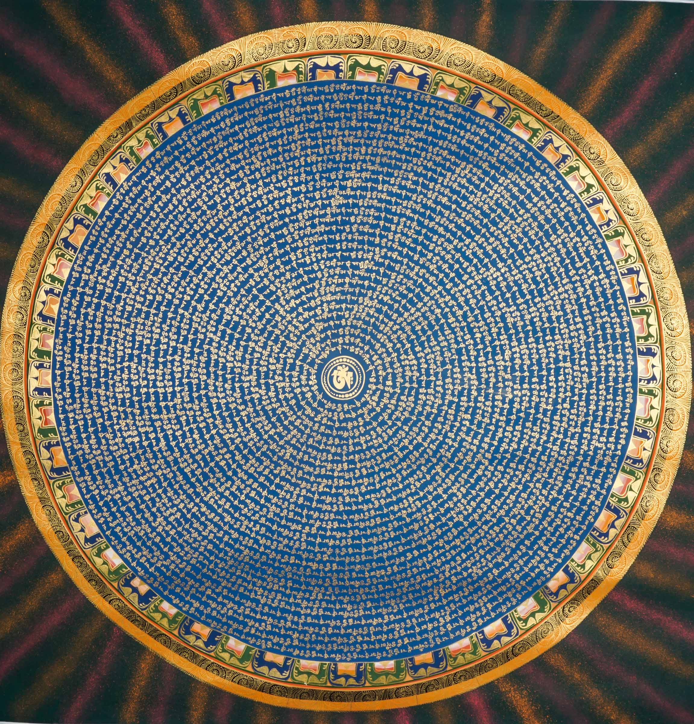 The Mantra Mandala Thangka is a sacred Tibetan painting that blends mantras like "Om Mani Padme Hum" with geometric harmony to deepen meditation and promote spiritual balance. Ideal for homes, meditation rooms, or sacred spaces, it brings blessings, mindfulness, and calming energy rooted in Buddhist tradition.