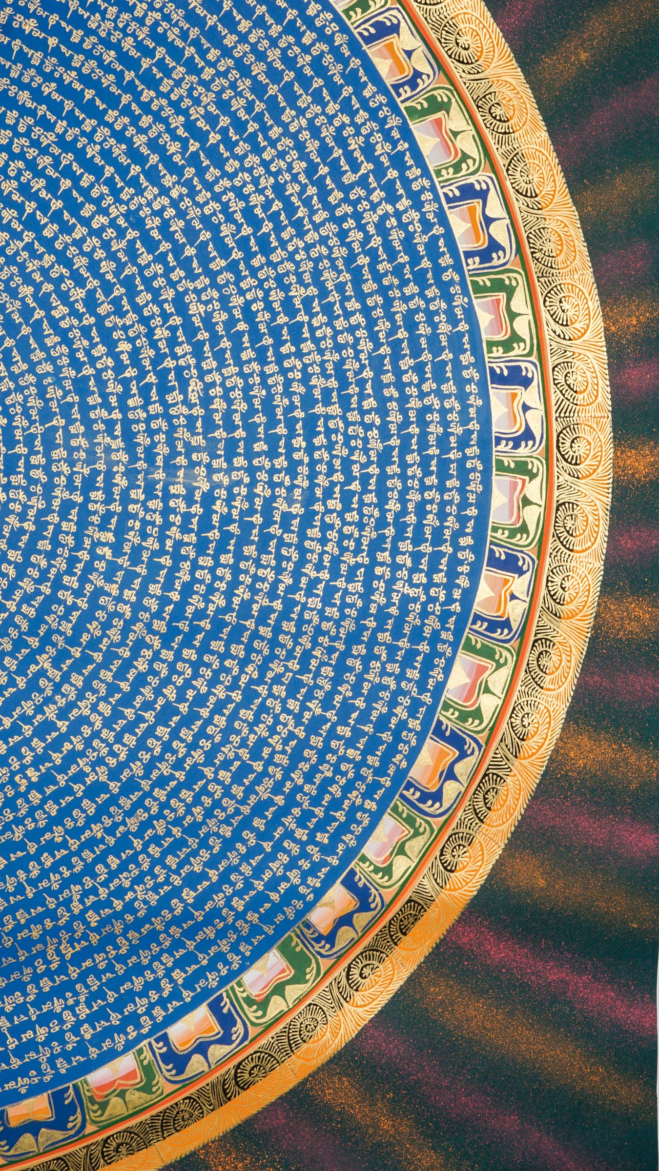 The Mantra Mandala Thangka is a sacred Tibetan painting that blends mantras like "Om Mani Padme Hum" with geometric harmony to deepen meditation and promote spiritual balance. Ideal for homes, meditation rooms, or sacred spaces, it brings blessings, mindfulness, and calming energy rooted in Buddhist tradition.