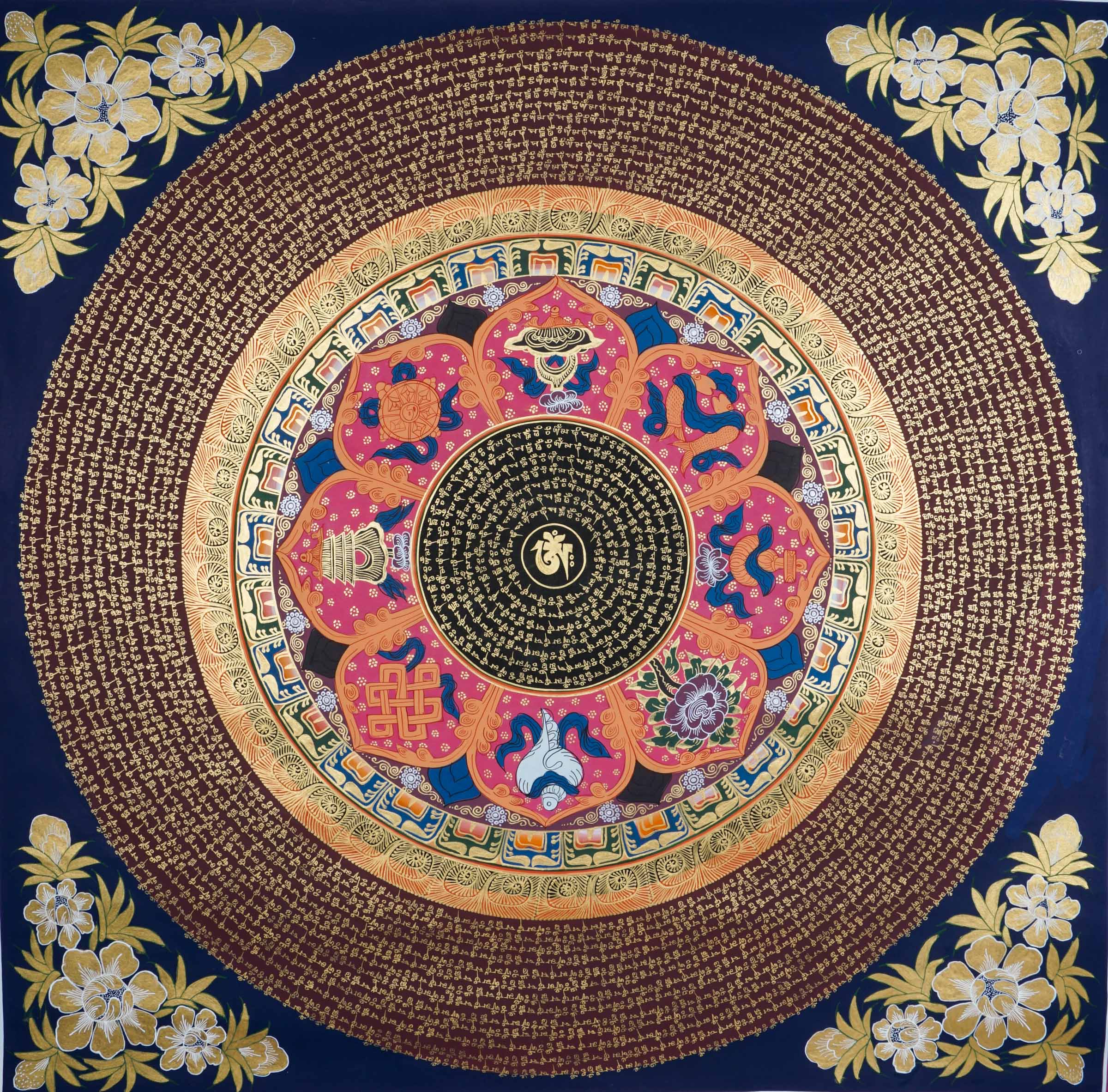 Bring harmony and focus to your space with our genuine Tibetan Mantra Mandala Thangka, a sacred Buddhist painting featuring powerful mantras like Om Mani Padme Hum. Perfect for meditation and mindfulness, this traditional artwork supports spiritual growth, inner peace, and positive energy.