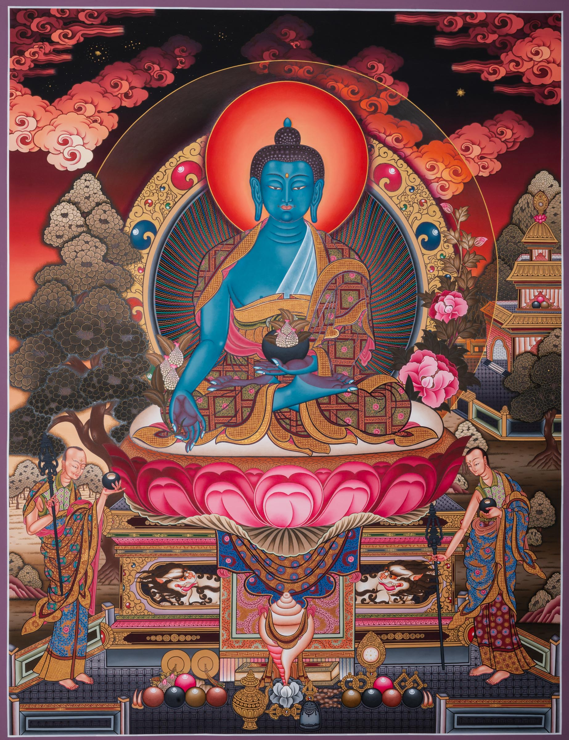 Medicine Buddha Thangka - a sacred hand thangka painting