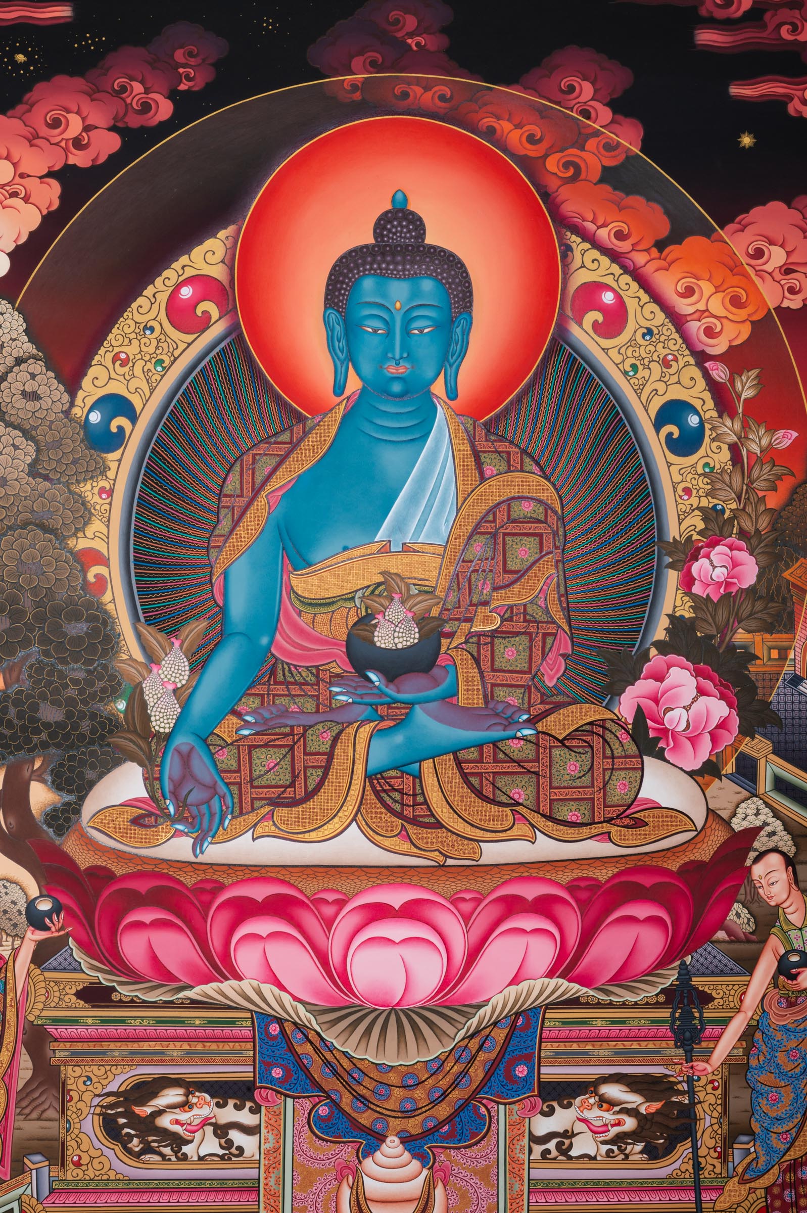 Medicine Buddha Thangka - a sacred hand thangka painting