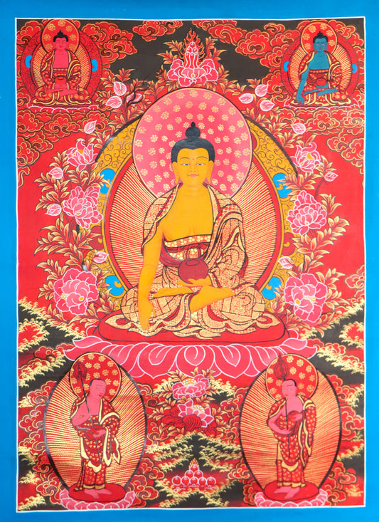 This Shakyamuni Buddha Thangka is a beautiful Tibetan artwork  for spiritual practices.