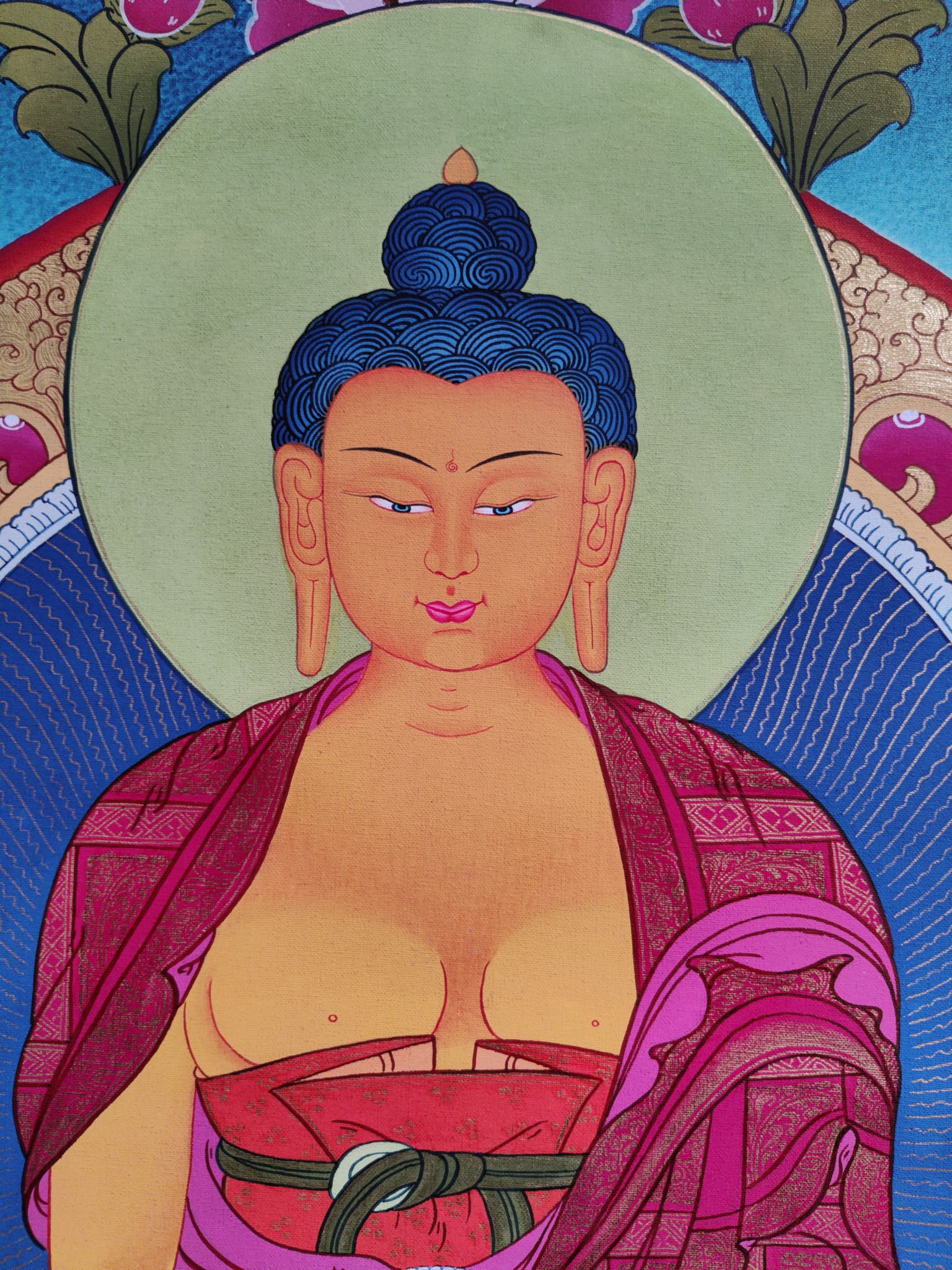 Shakyamuni Buddha Thangka painting for spiritual practices and wall hanging decor