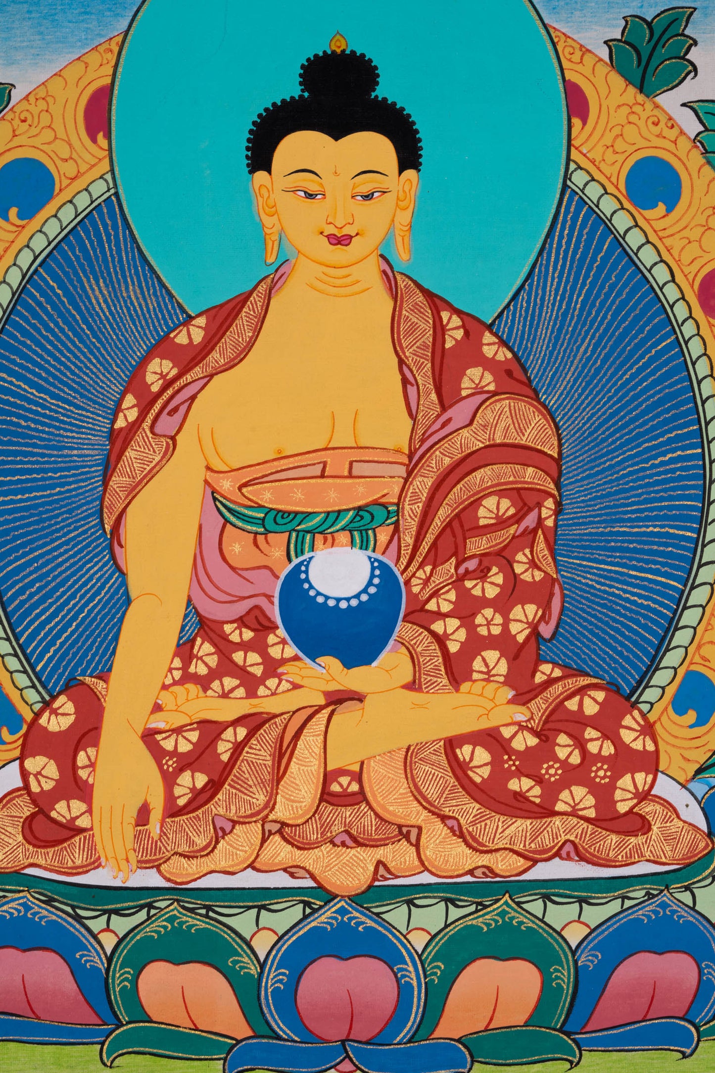 Shakyamuni Buddha Thangka painting for spiritual practices and wall hanging decor