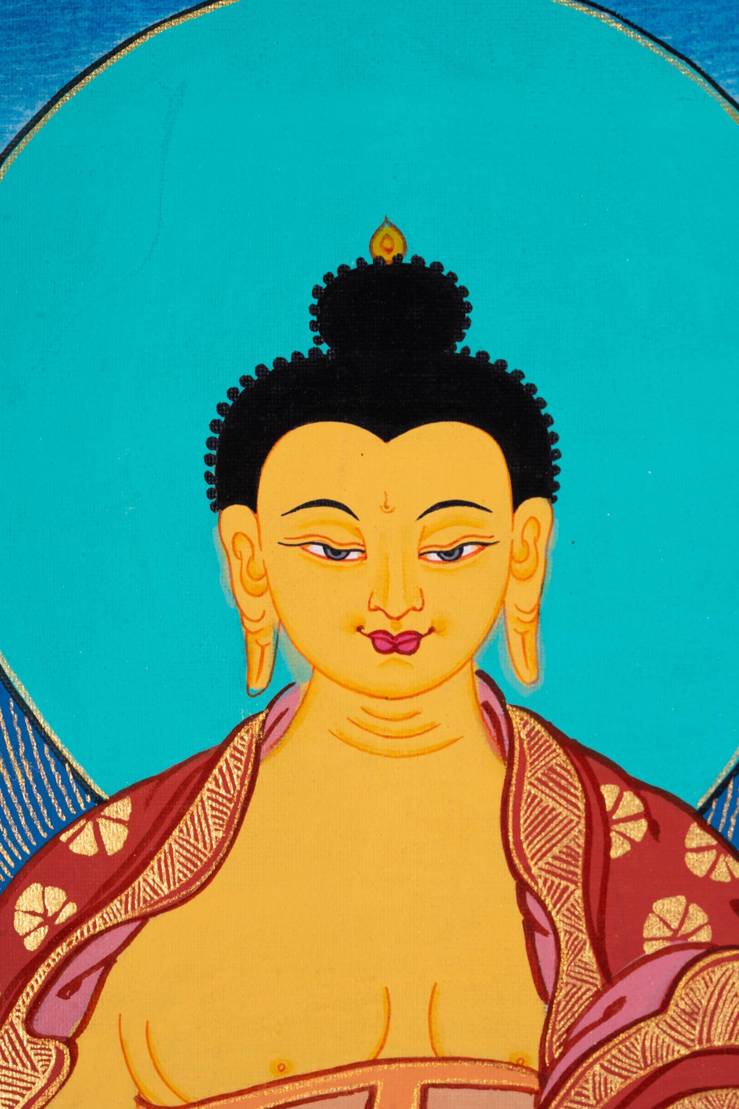 Shakyamuni Buddha Thangka painting for spiritual practices and wall hanging decor