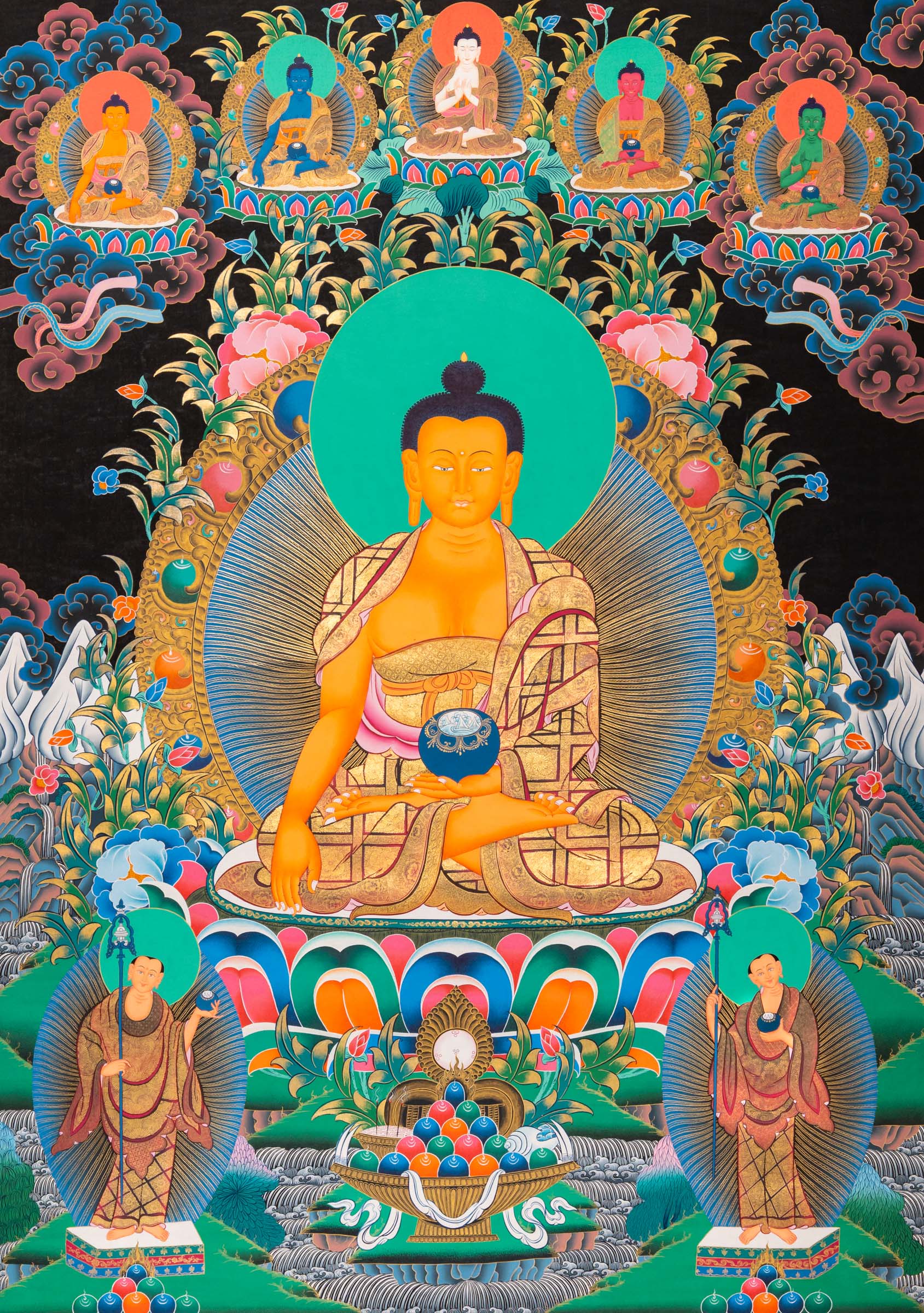 Shakyamuni Buddha Enlightenment -  a traditional hand-painted artwork 