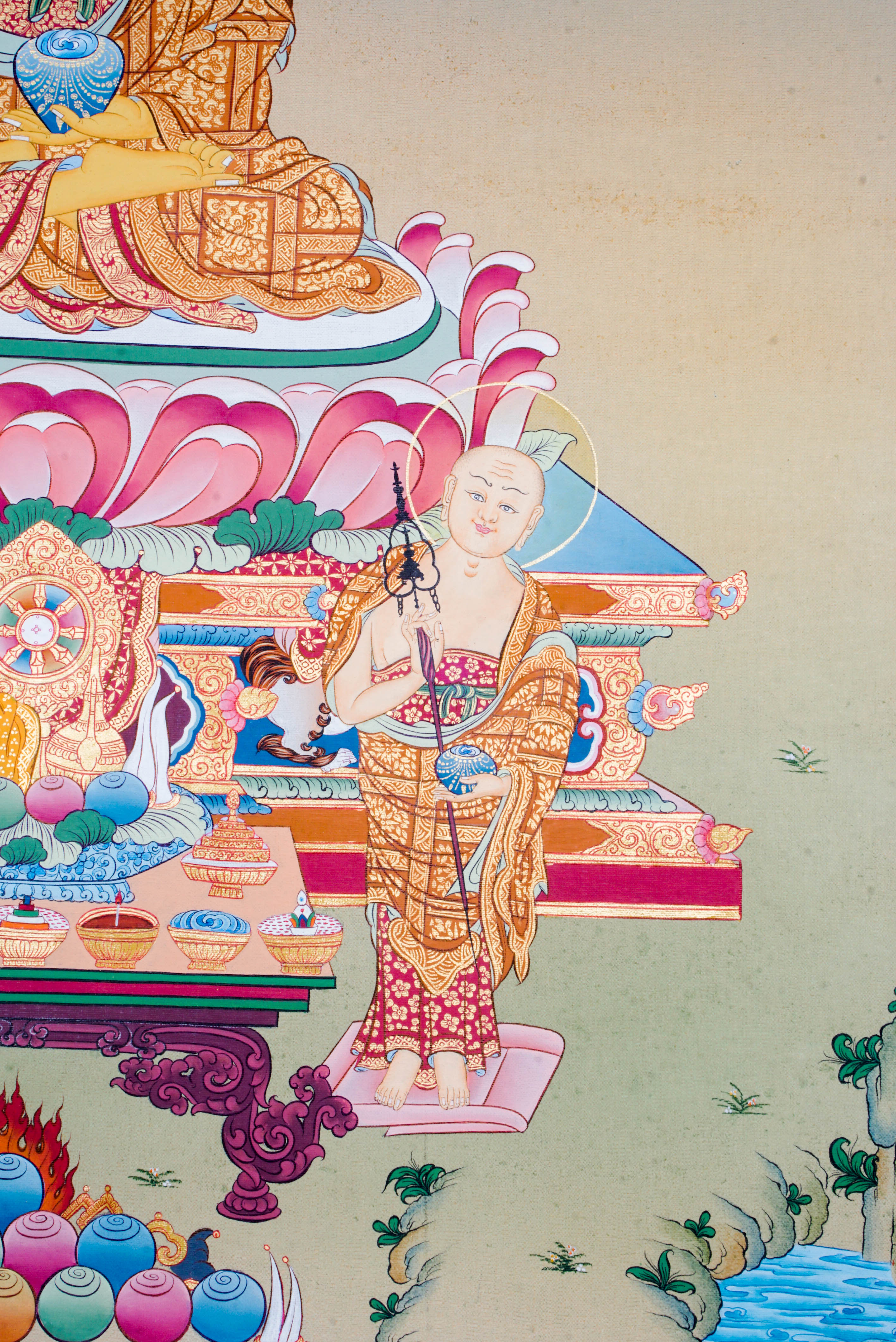 The Shakyamuni Buddha Thangka Painting represents enlightenment and inner peace in Tibetan Buddhism, with Buddha depicted in serene meditation to inspire wisdom and compassion. Hand-painted with traditional techniques and natural pigments, this genuine Thangka blends spiritual meaning and artistic beauty for any sacred space.