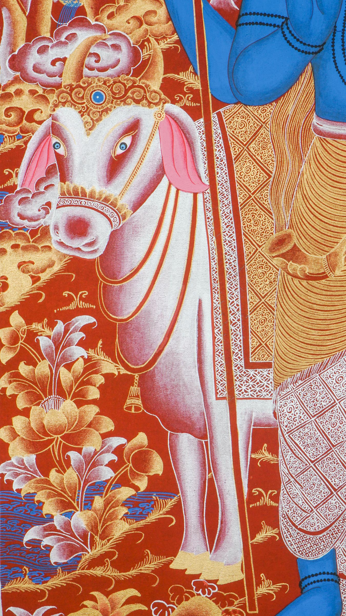 Shiva Shakti Thangka - a beautiful hand-painted art combining the sacred energies of Shiva and Shakti together.