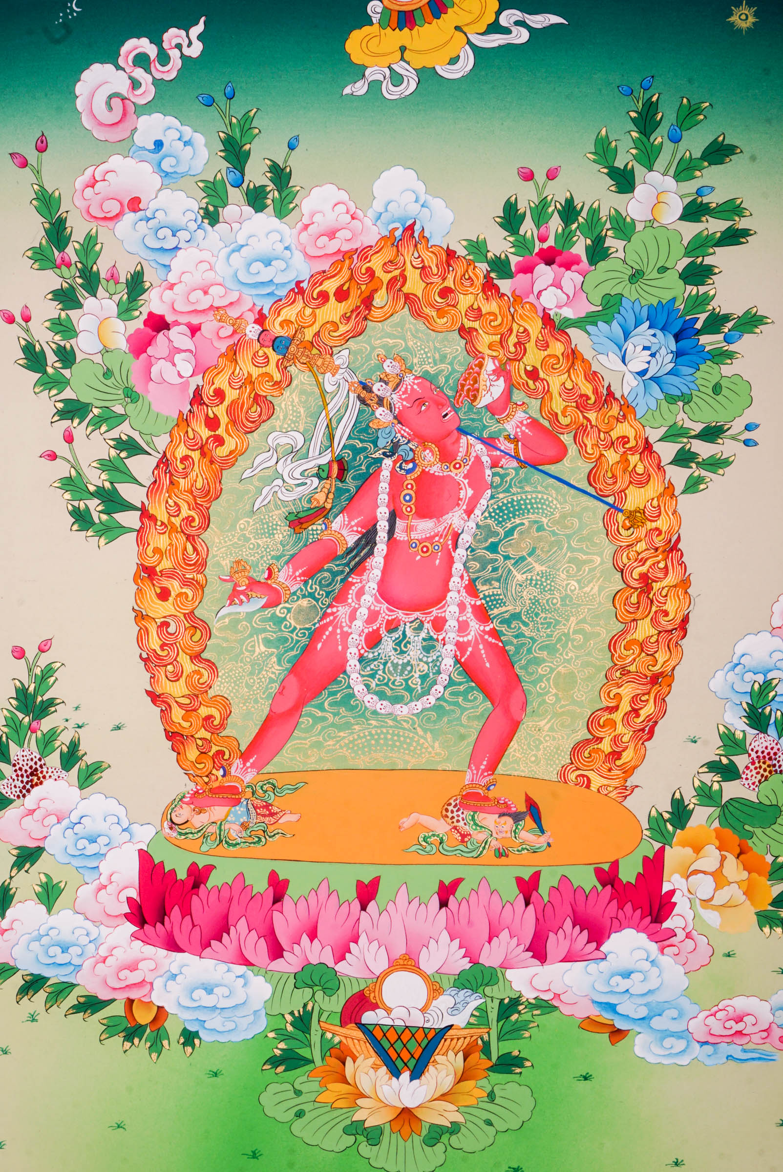 Yogini Thangka - a sacred thangka art beautifully representing the fierce yet compassionate female deity central to tantric Buddhism.