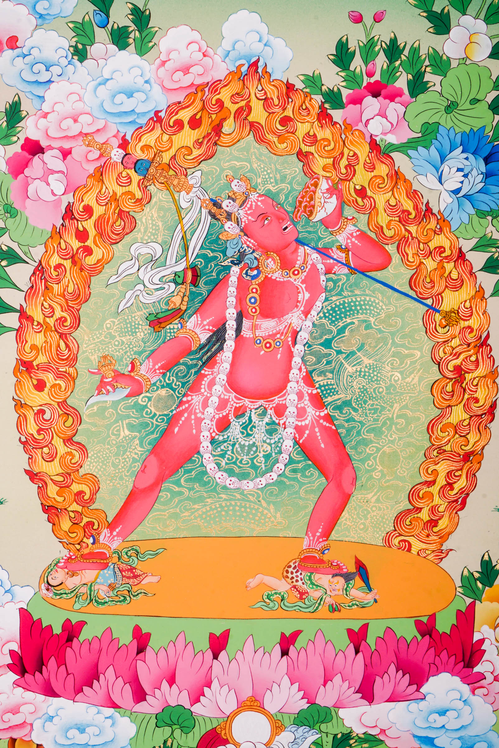 Yogini Thangka - a sacred thangka art beautifully representing the fierce yet compassionate female deity central to tantric Buddhism.