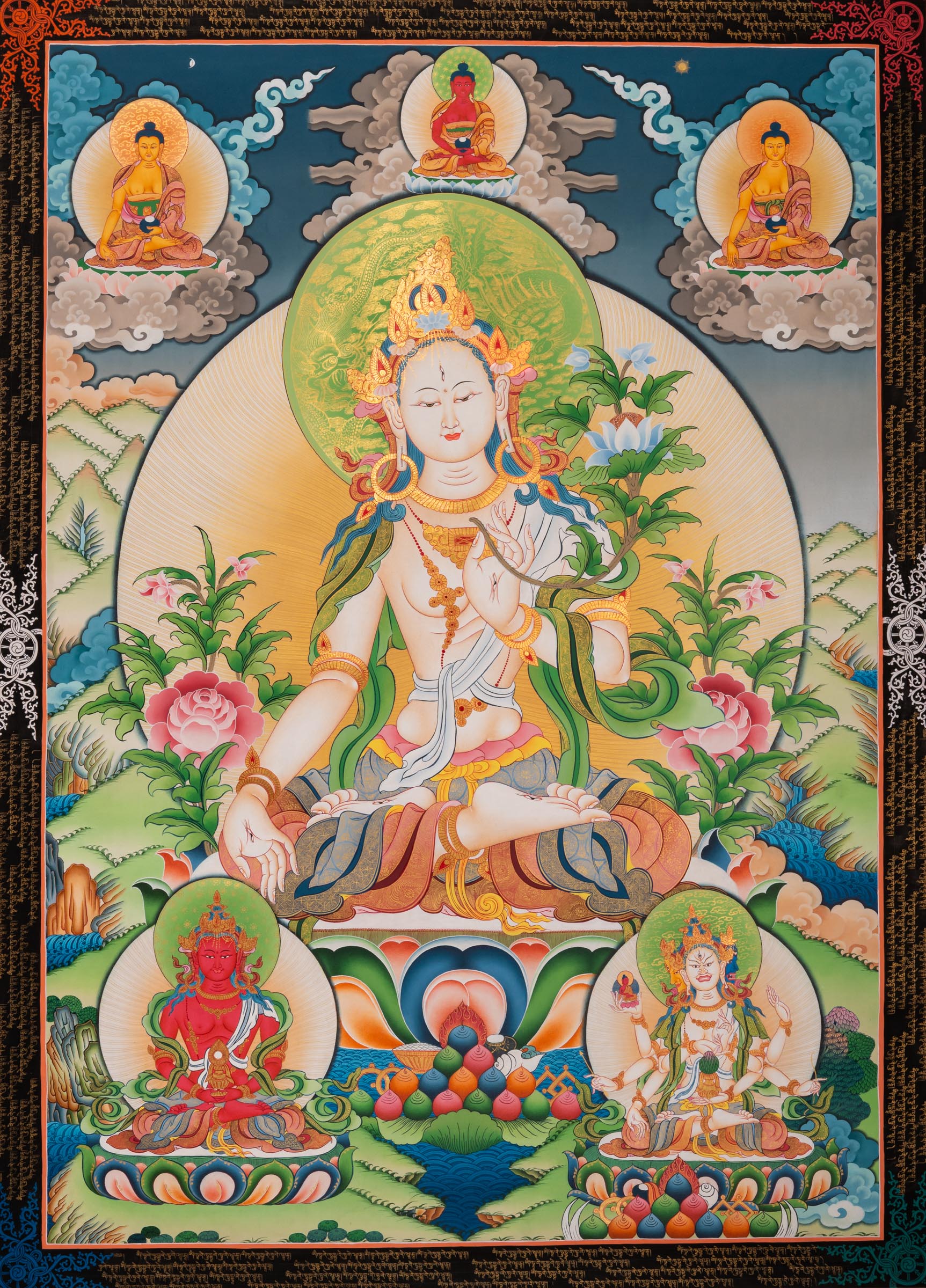 White Tara Thangka - a beautiful hand-painted sacred artwork 