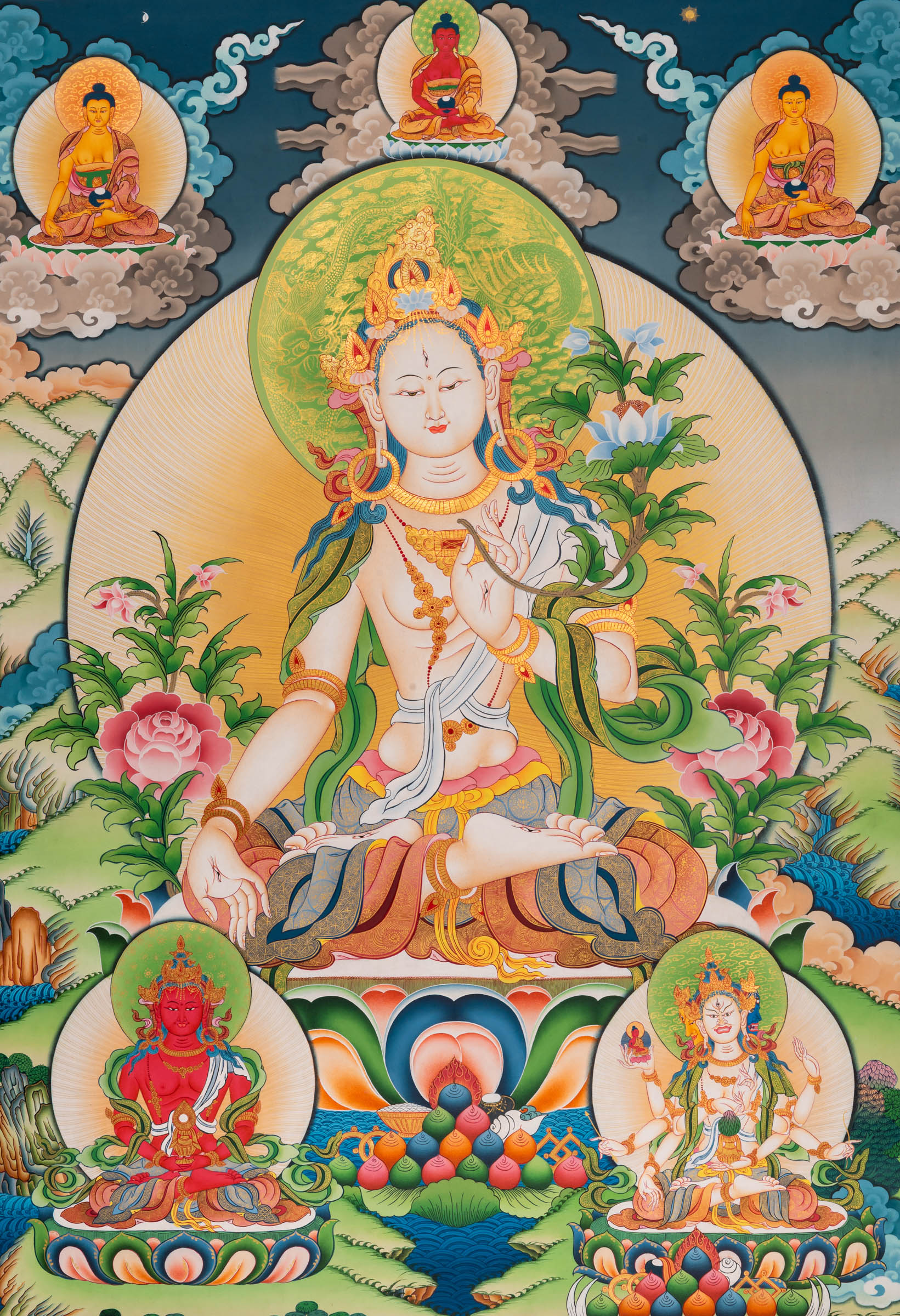 White Tara Thangka - a beautiful hand-painted sacred artwork 