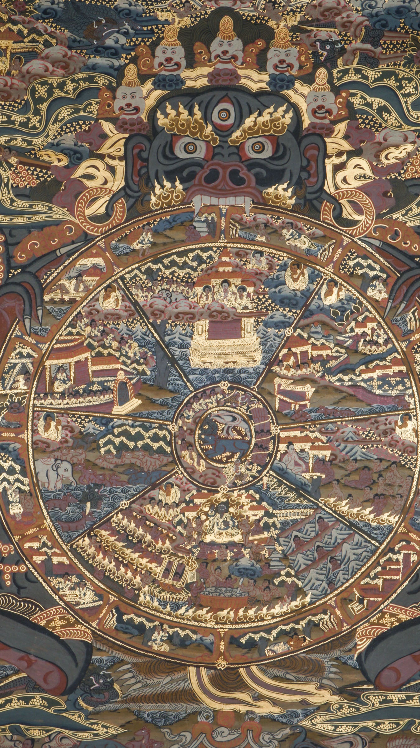 The Wheel of Life Thangka also called Bhavachakra is a genuine Tibetan Buddhist painting depicting the cycle of samsara which includes birth, death, and rebirth. Hand-painted by skilled artisans using natural pigments, it symbolizes karma, impermanence, and the path to enlightenment. This Thangka is perfect for meditation, spiritual reflection, and sacred home decor.