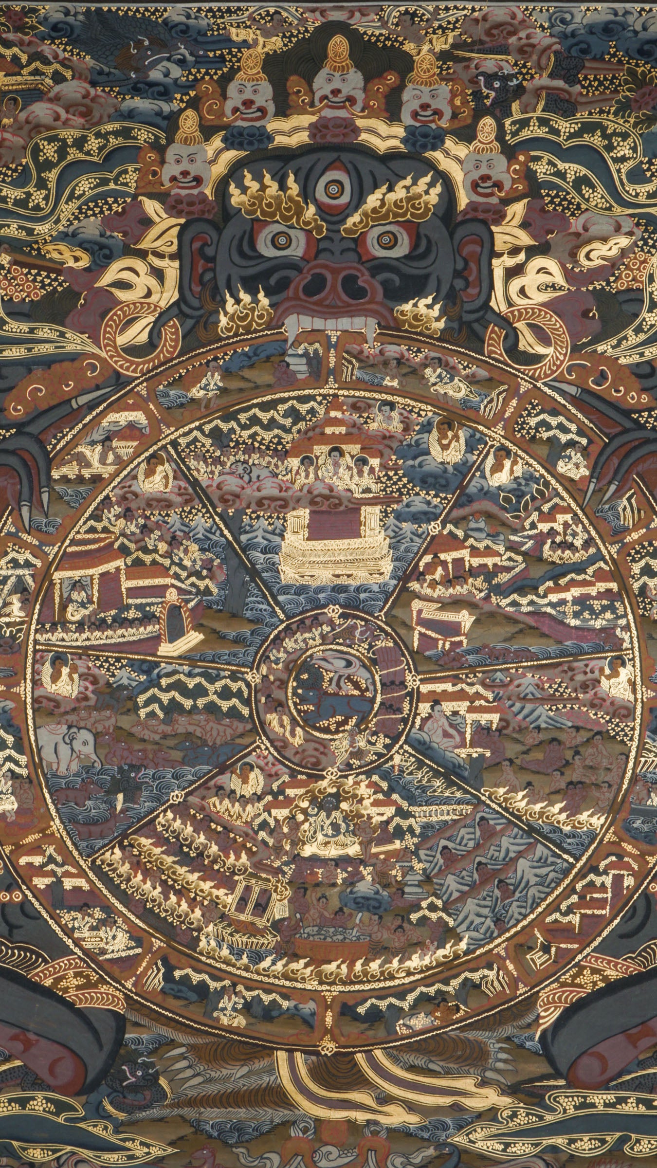 The Wheel of Life Thangka also called Bhavachakra is a genuine Tibetan Buddhist painting depicting the cycle of samsara which includes birth, death, and rebirth. Hand-painted by skilled artisans using natural pigments, it symbolizes karma, impermanence, and the path to enlightenment. This Thangka is perfect for meditation, spiritual reflection, and sacred home decor.