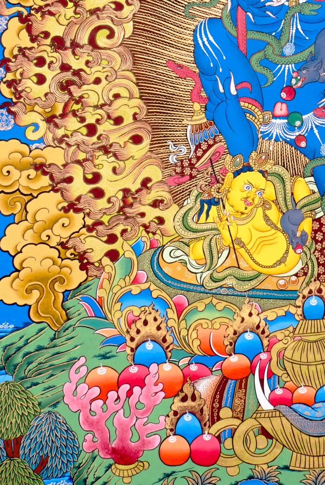 Black Zambhala Thangka with Buddha | Wealth & Karma Cleansing Art