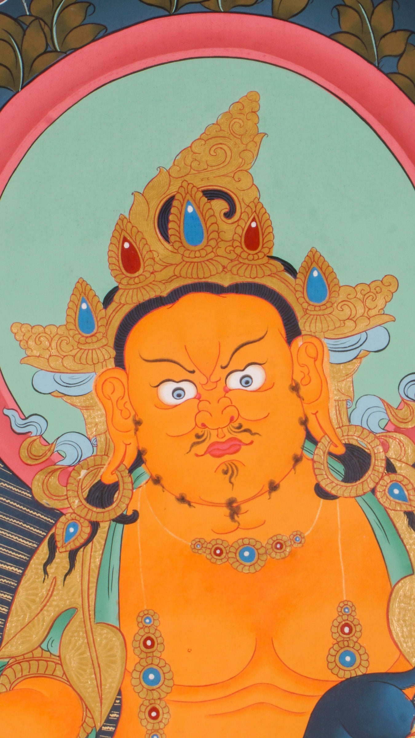 Zambala Thangka is a Tibetan Buddhist thangka of the wealth deity Zambala, symbolizing prosperity, success, and protection. 