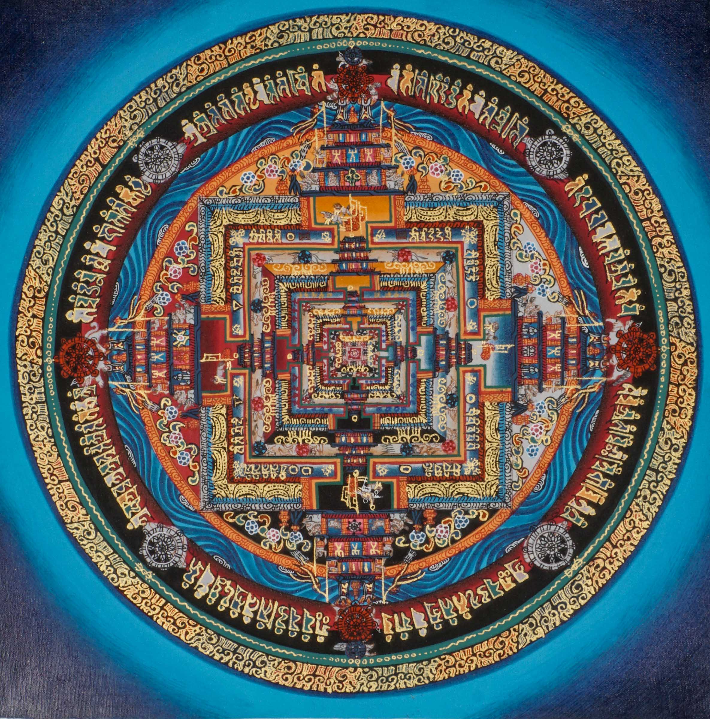 This hand-painted Kalachakra Mandala Thangka is a stunning Tibetan Buddhist artwork that symbolizes the Wheel of Time, combining wisdom, compassion, and spiritual harmony. Rich in sacred geometry and vibrant colors, it is perfect for meditation, mindful decor, and deepening your spiritual practice.