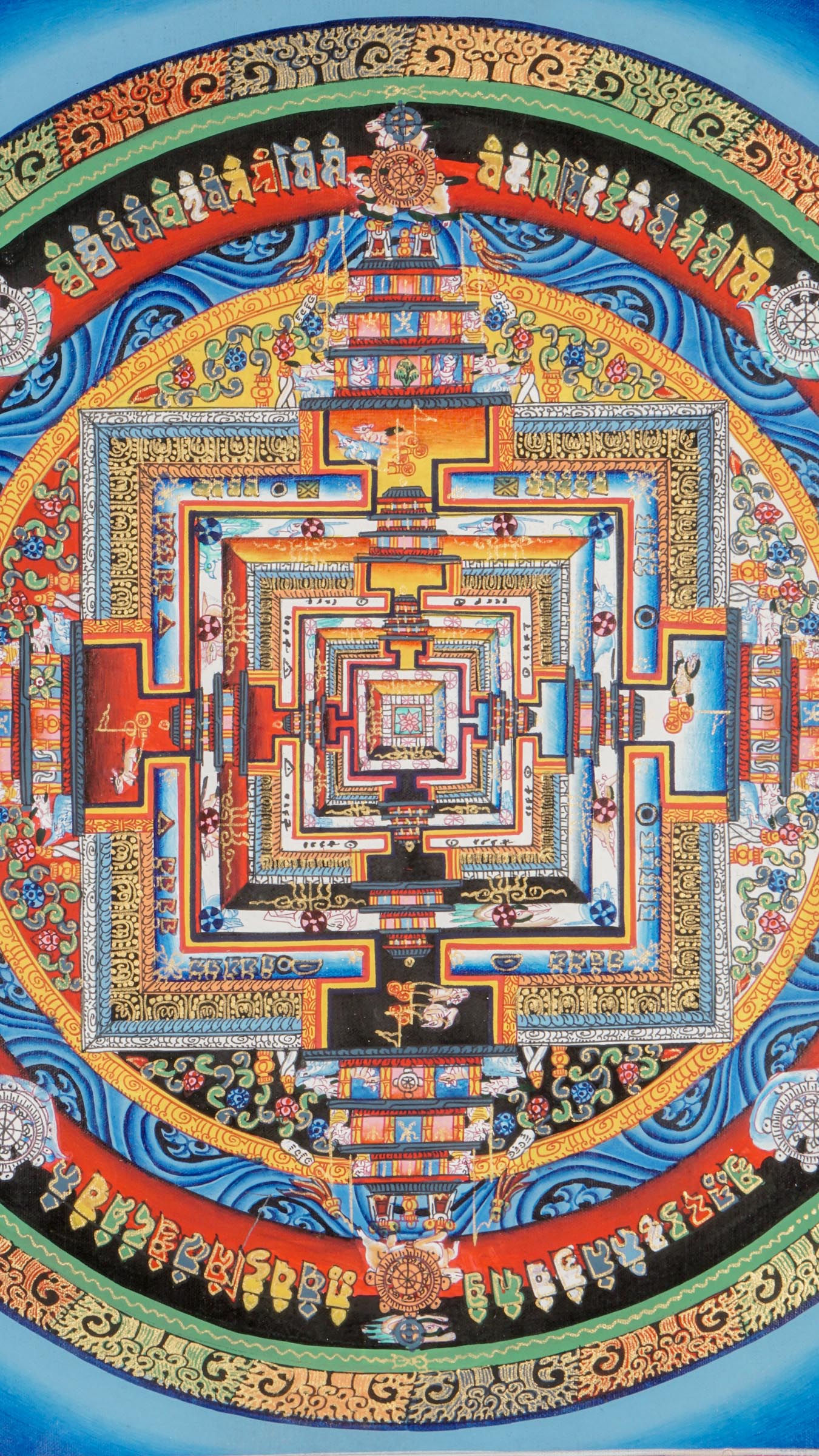 The Kalachakra Mandala Thangka is a vibrant Tibetan artwork symbolizing wisdom, compassion, and enlightenment.  Crafted with care, this thangka inspires peace and spiritual growth. 