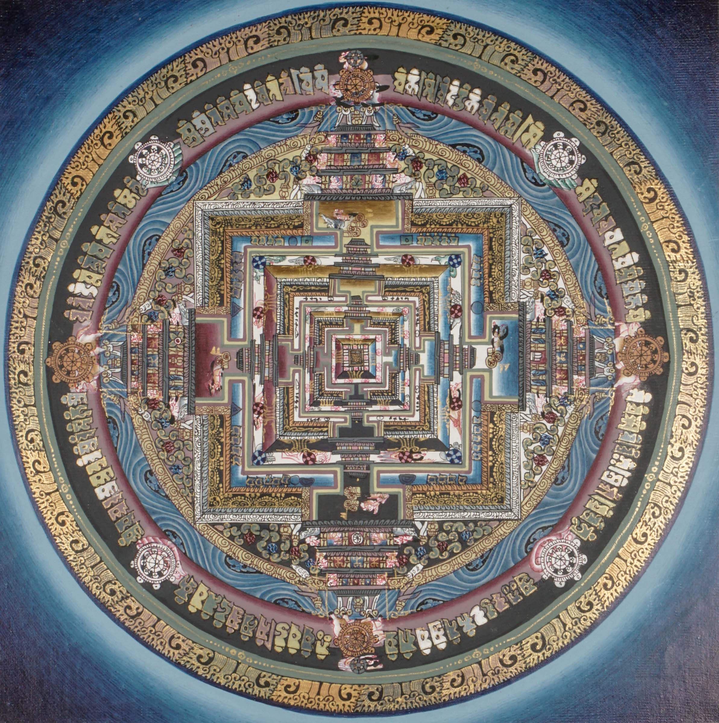 This Kalachakra Mandala Thangka is a Tibetan Buddhist thangka that represents the Kalachakra tantra through detailed mandala design. It supports meditation, spiritual focus, and serves as a genuine thangka for sacred or personal spaces.