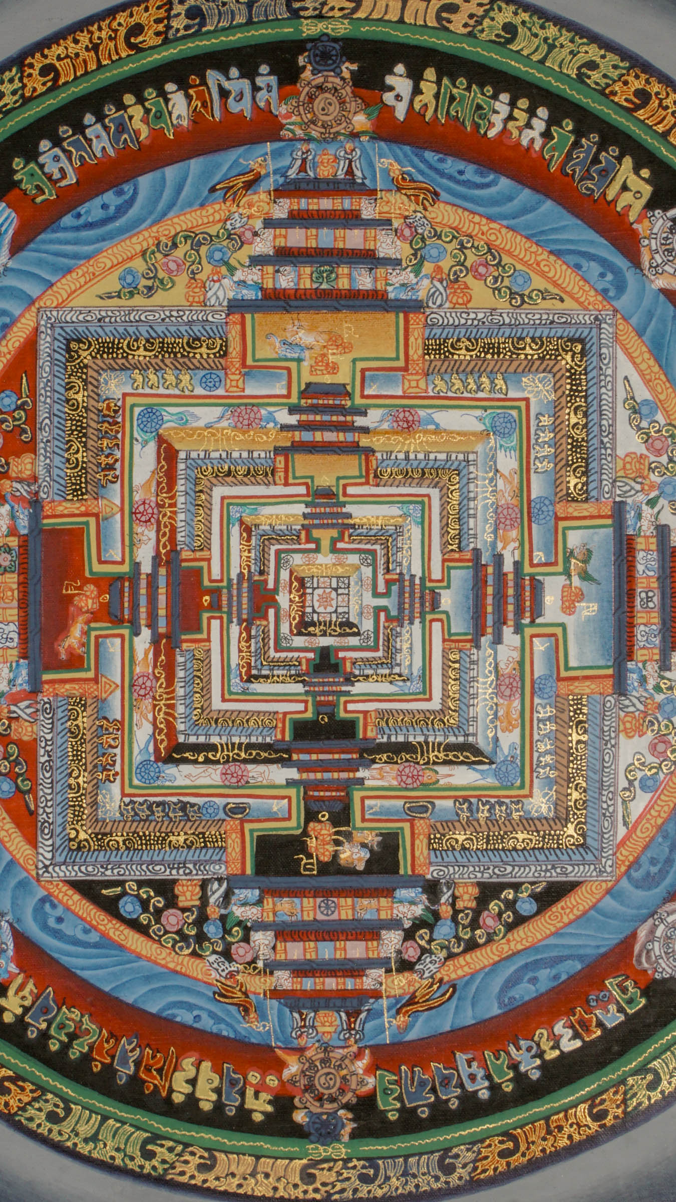 The Kalachakra Mandala Thangka is a Tibetan thangka that represents the Wheel of Time, expressing core teachings of Tibetan Buddhism through mandala structure. This Buddhist thangka supports meditation, symbolizes the cycle of time, and reflects the connection between body, speech, and mind.